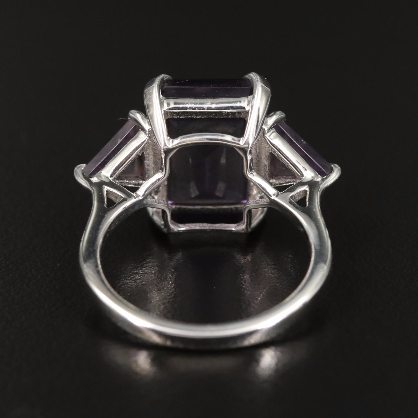 Sterling Amethyst Rectangular Faceted Ring