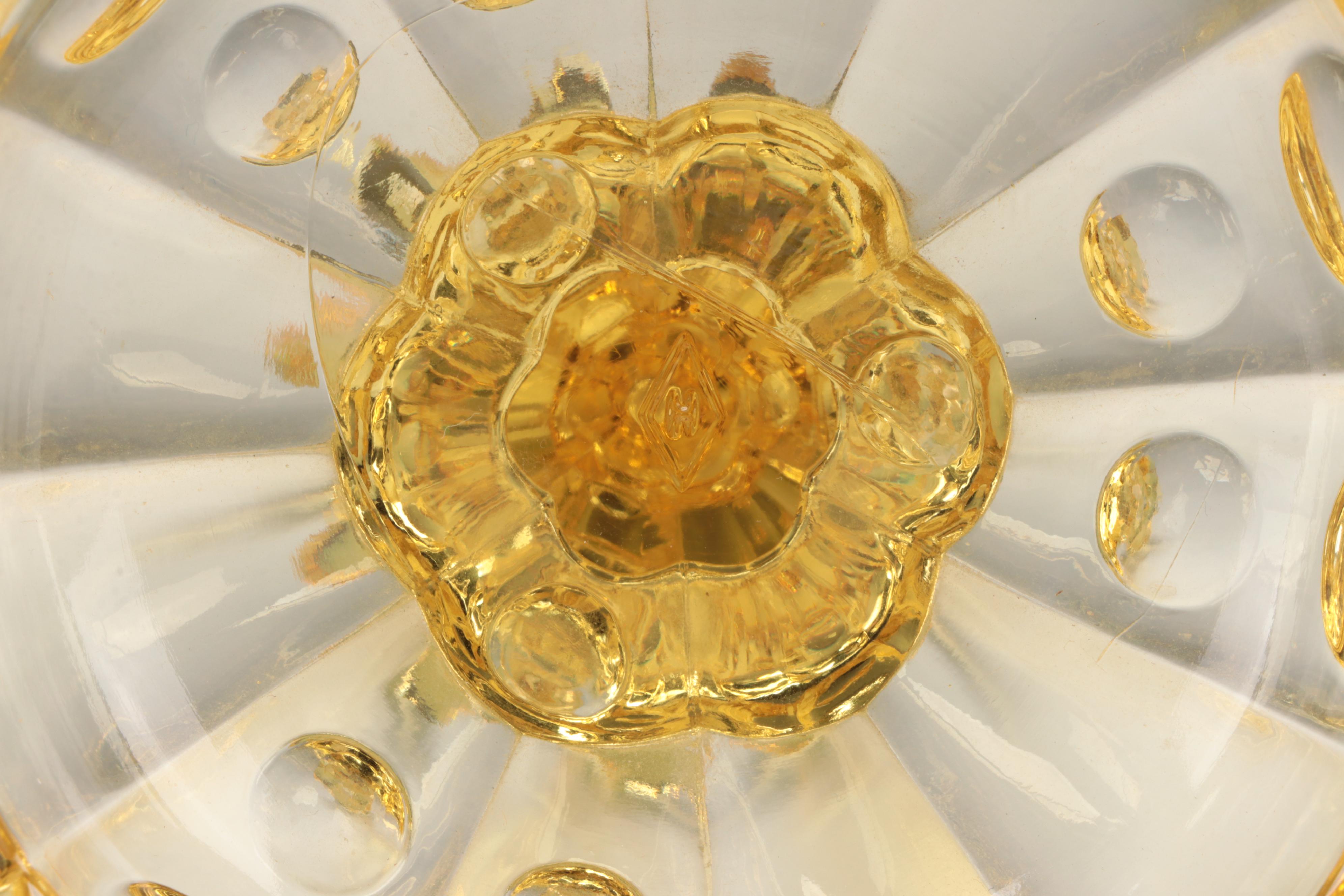 Heisey "Old Sandwich" Sahara Yellow Glass Candlesticks, 1931–1937