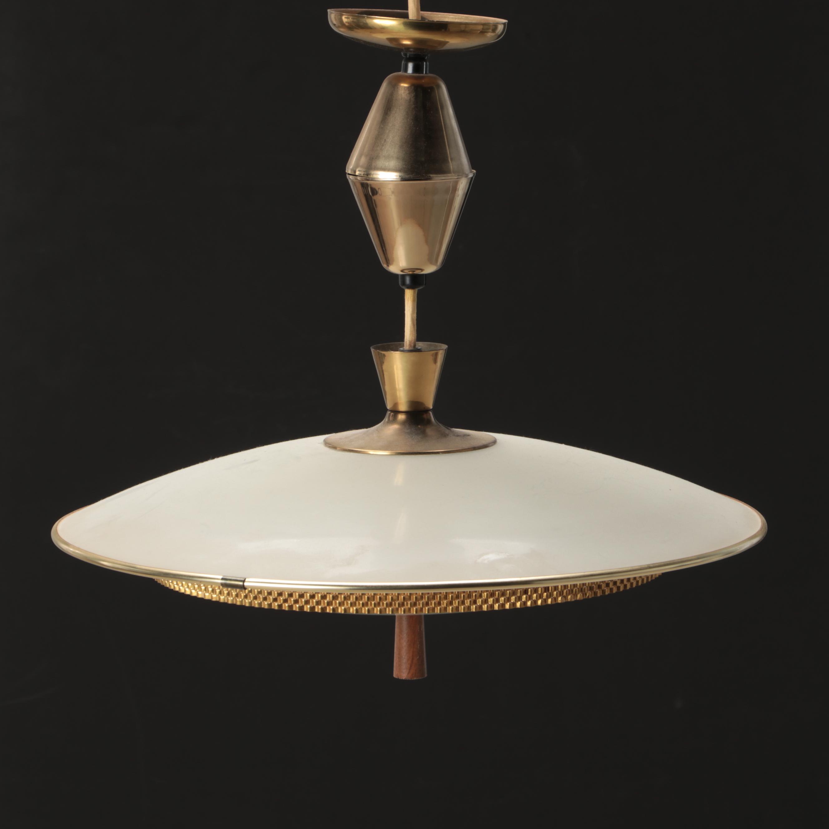 John Virden Mid Century Modern Pull Down Brass and Enamel