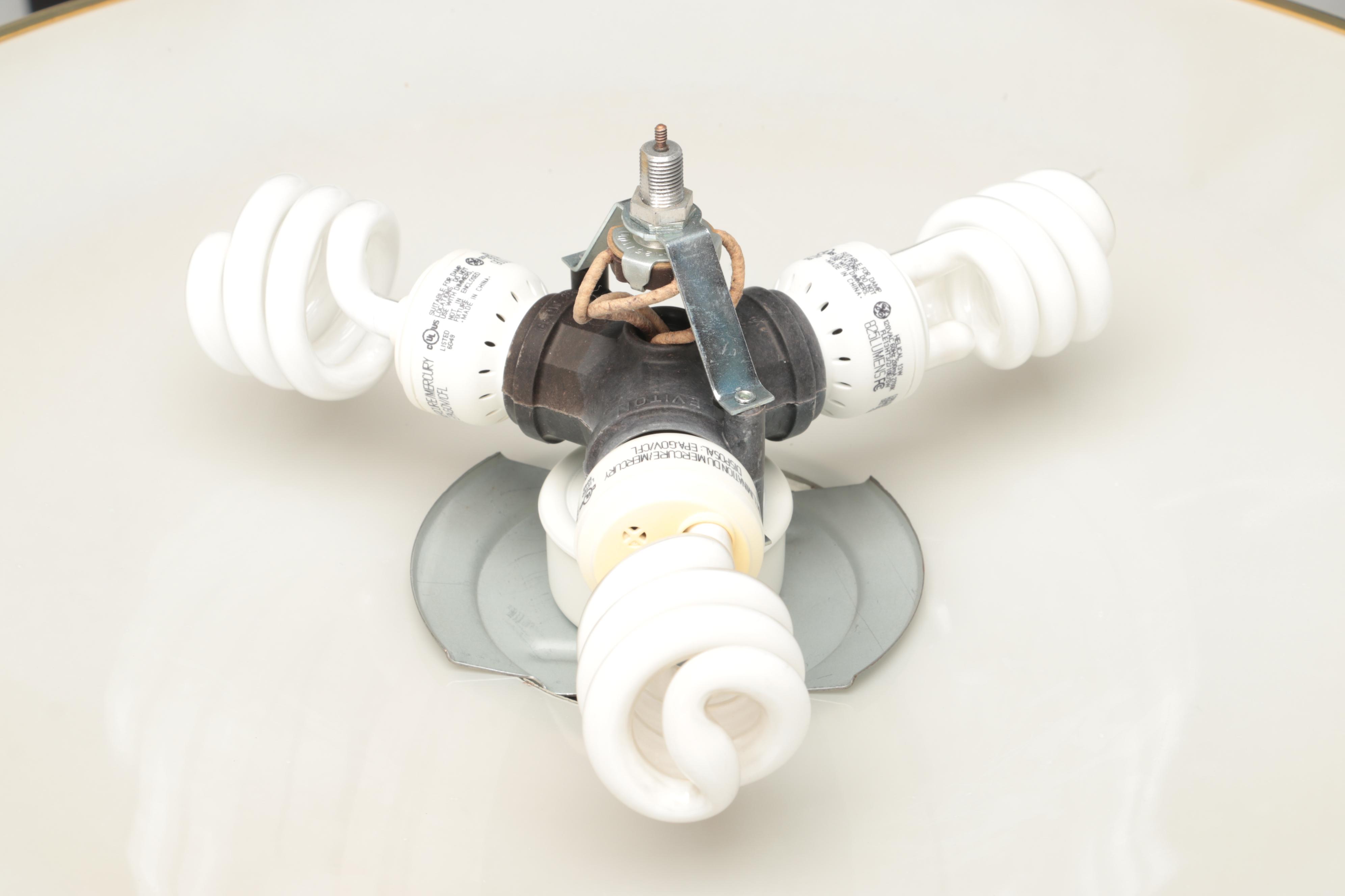 John C. Virden Mid Century Modern Pull Down Brass and Enamel Pendant Light