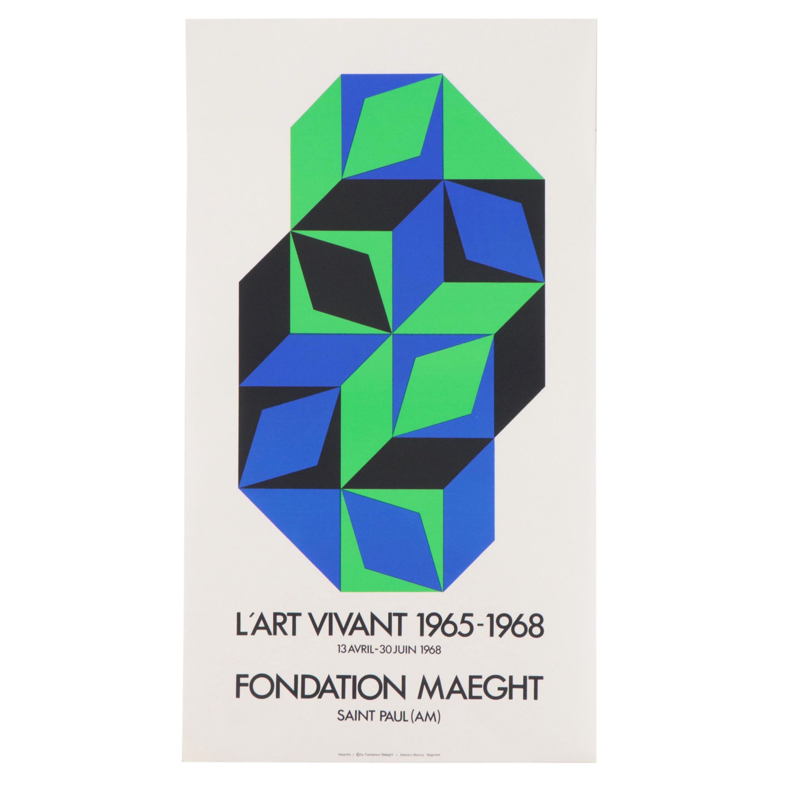 Victor Vasarley Serigraph Poster for Foundation Maeght, 1968