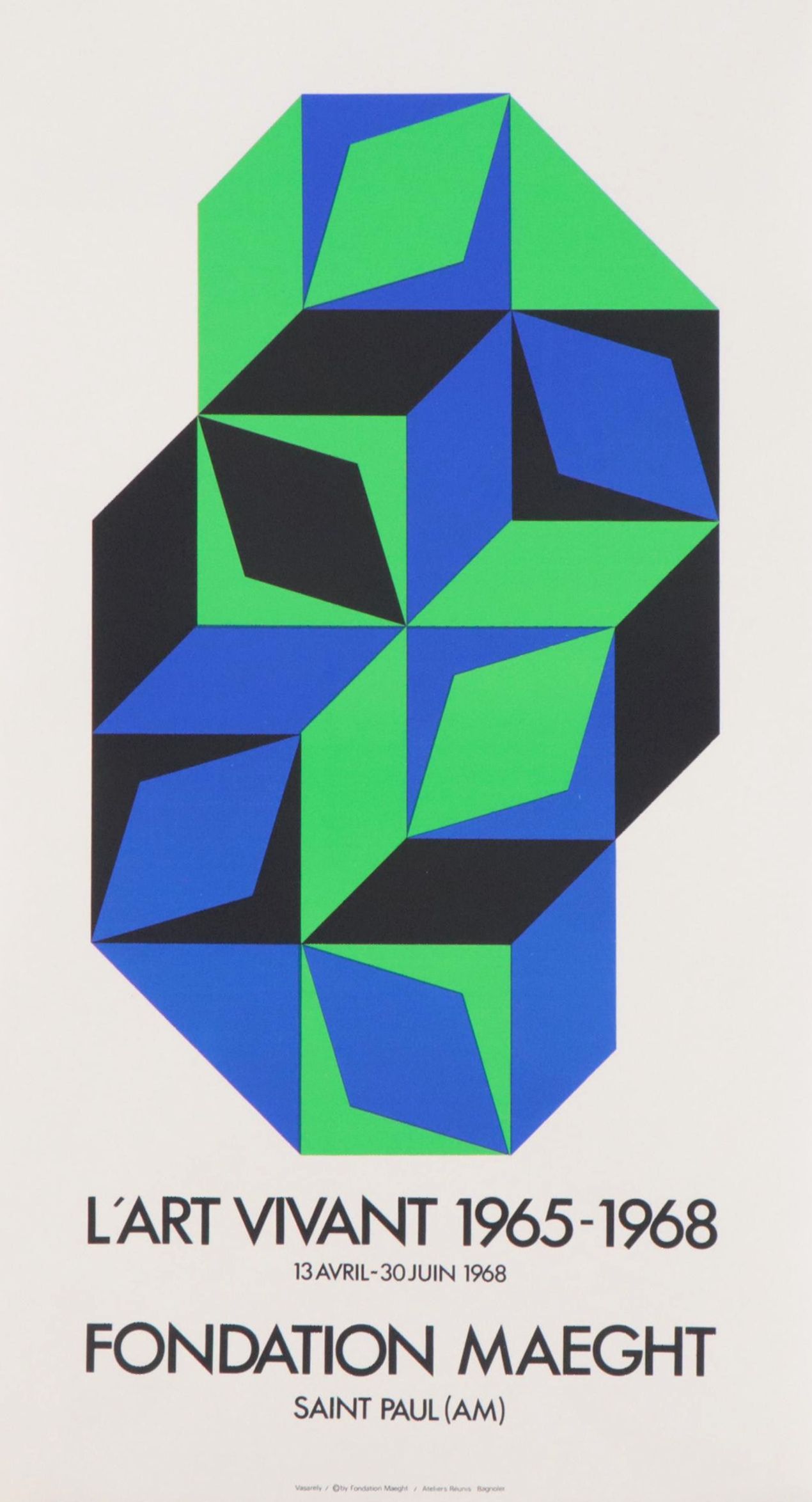 Victor Vasarley Serigraph Poster for Foundation Maeght, 1968
