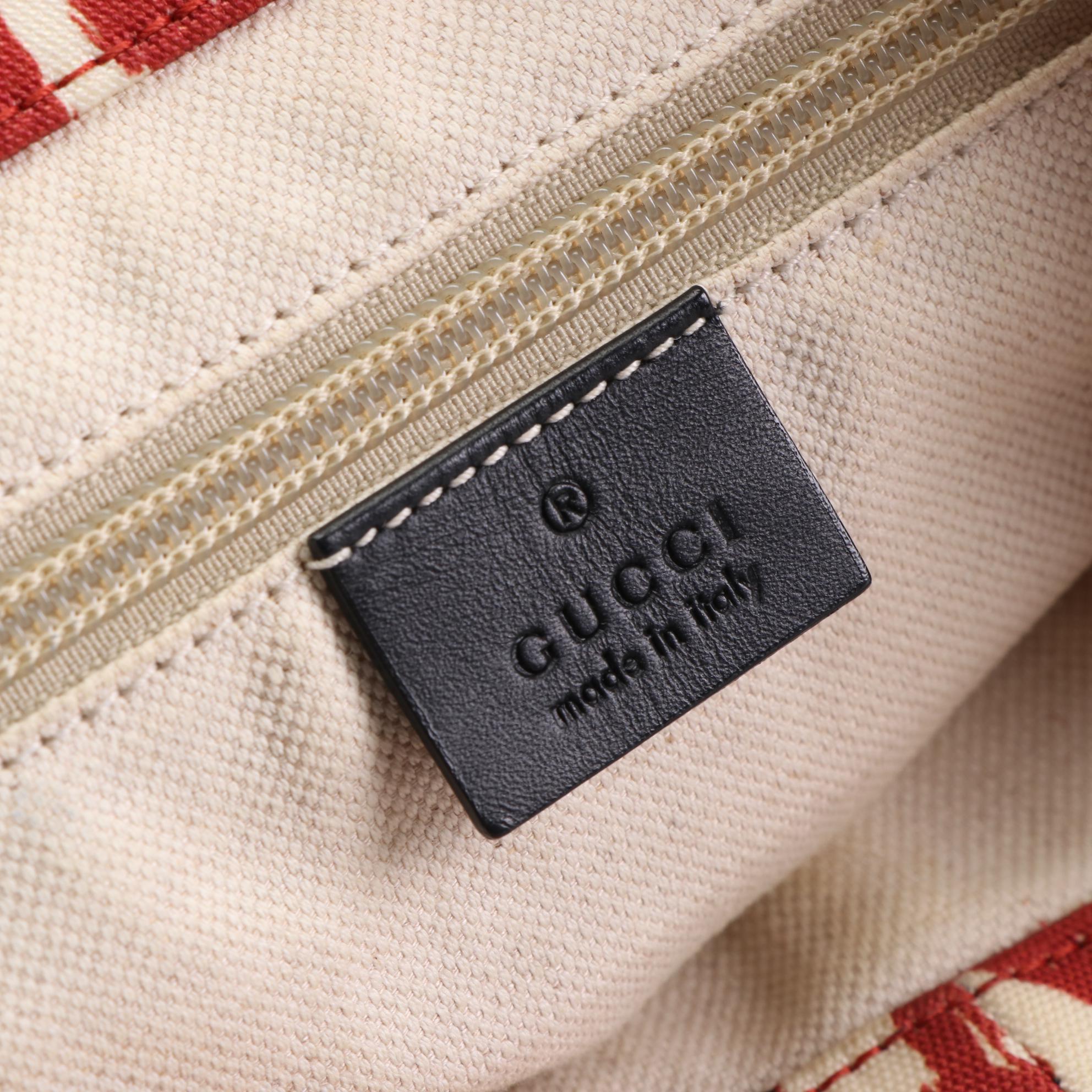 Gucci Tote Bag in Leopard Print Canvas with Leather Trim