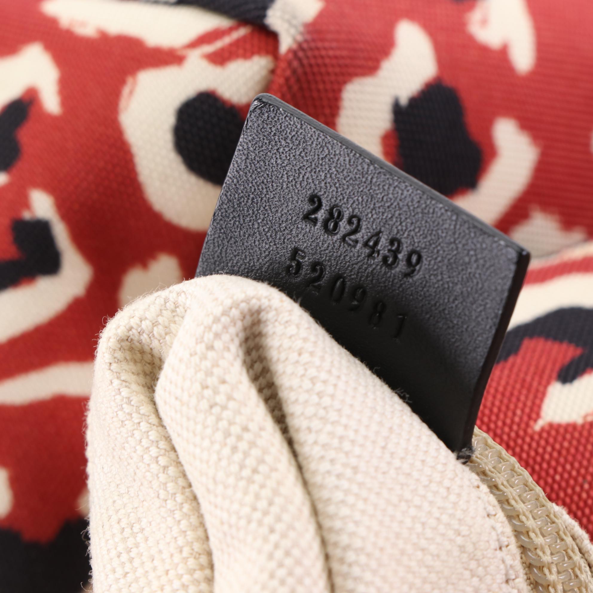 Gucci Tote Bag in Leopard Print Canvas with Leather Trim