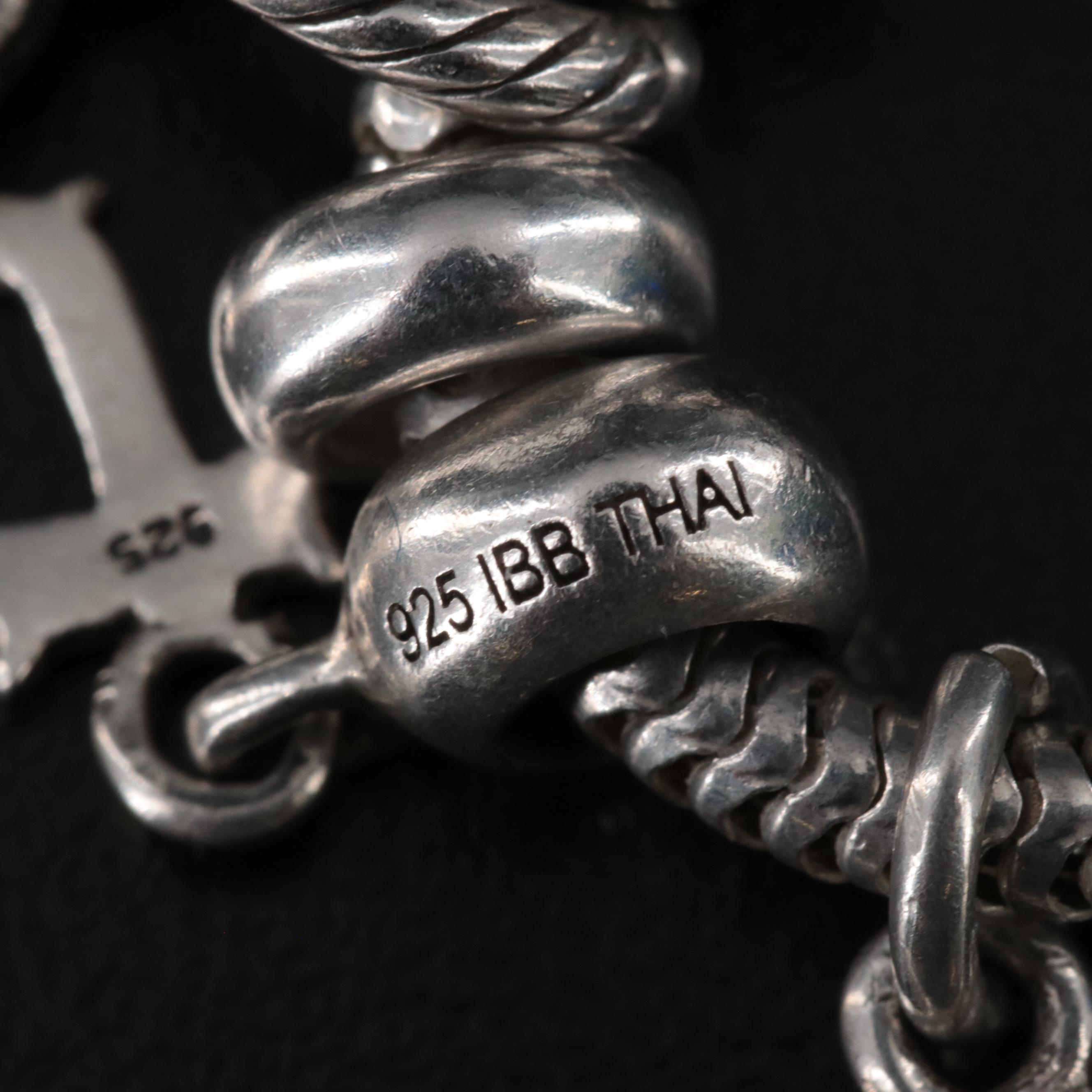 Sterling Charm Bracelet Including Lampwork Glass, Rhinestones and Enamel