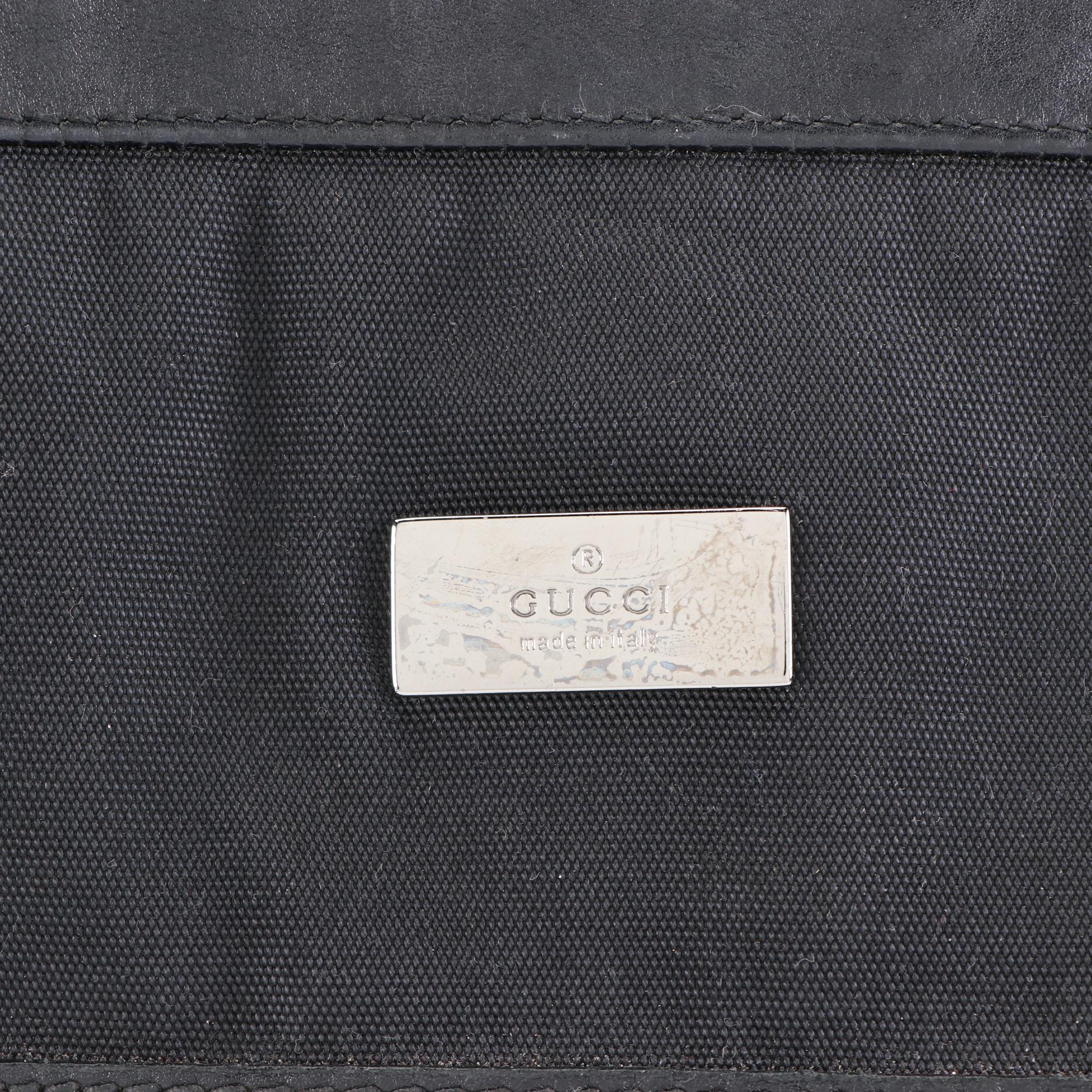 Gucci Soft Briefcase Bag in Black Nylon with Black Leather Trim