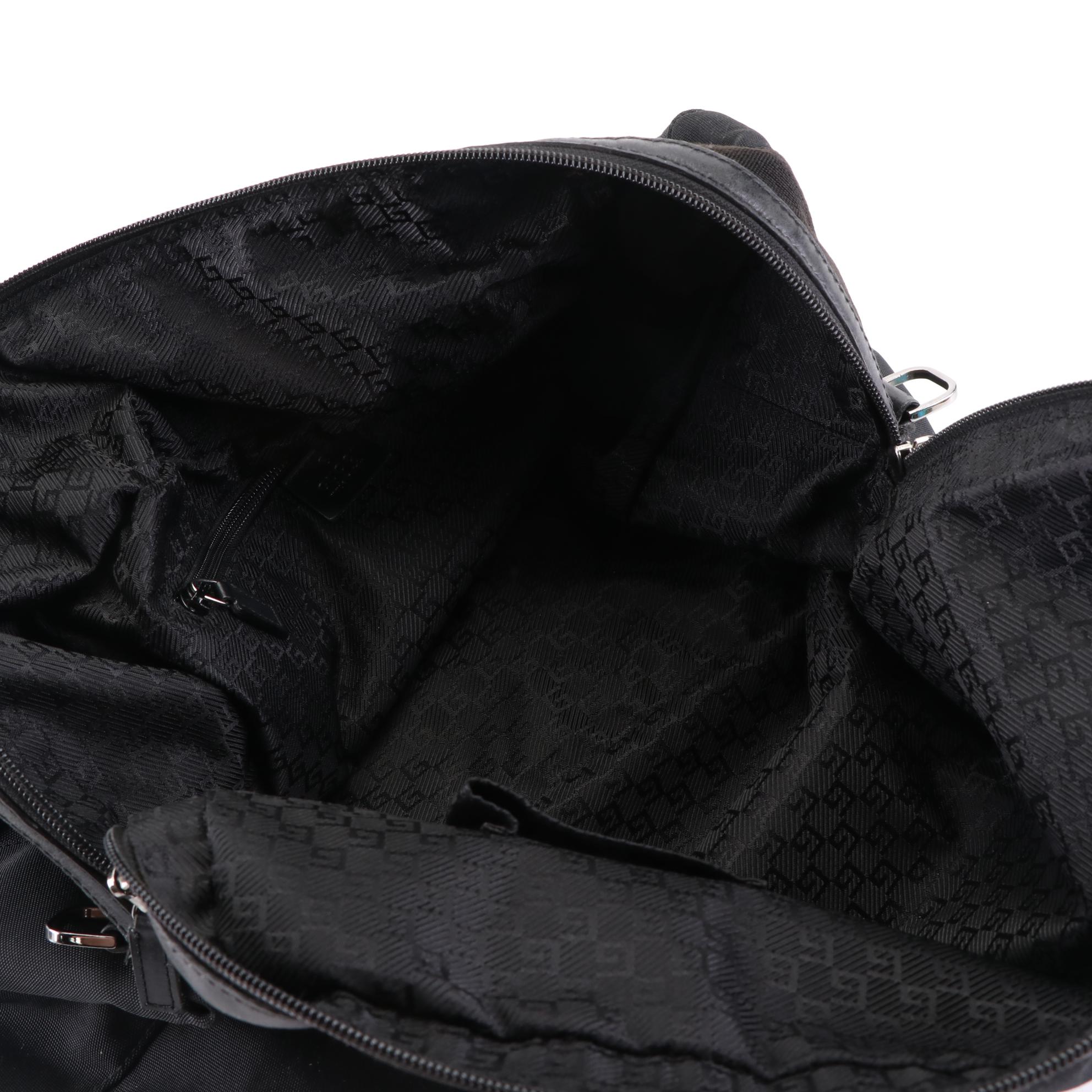 Gucci Soft Briefcase Bag in Black Nylon with Black Leather Trim