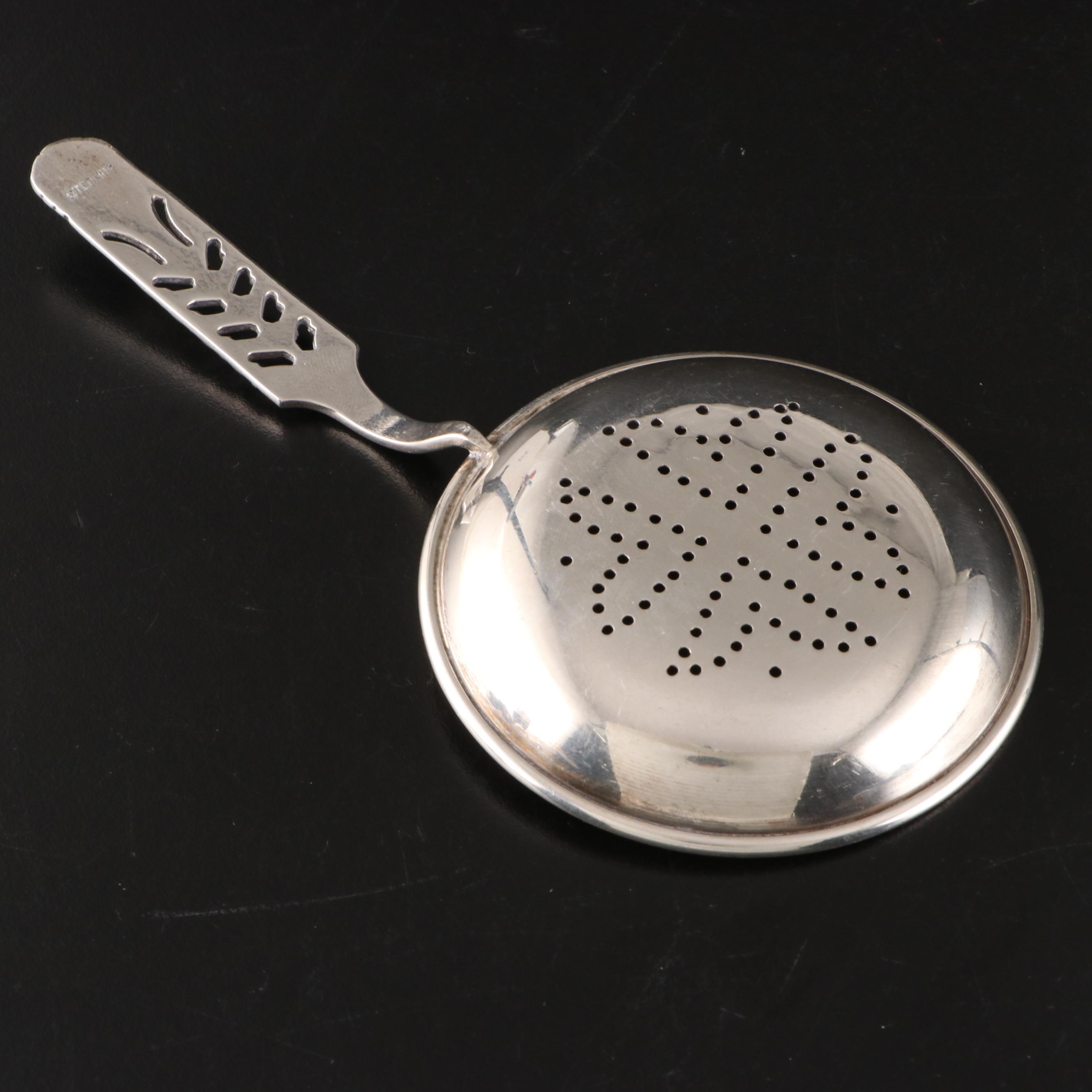Sterling Silver Tea Strainer with 800 Silver Tea Ball and Plated Tea Strainers