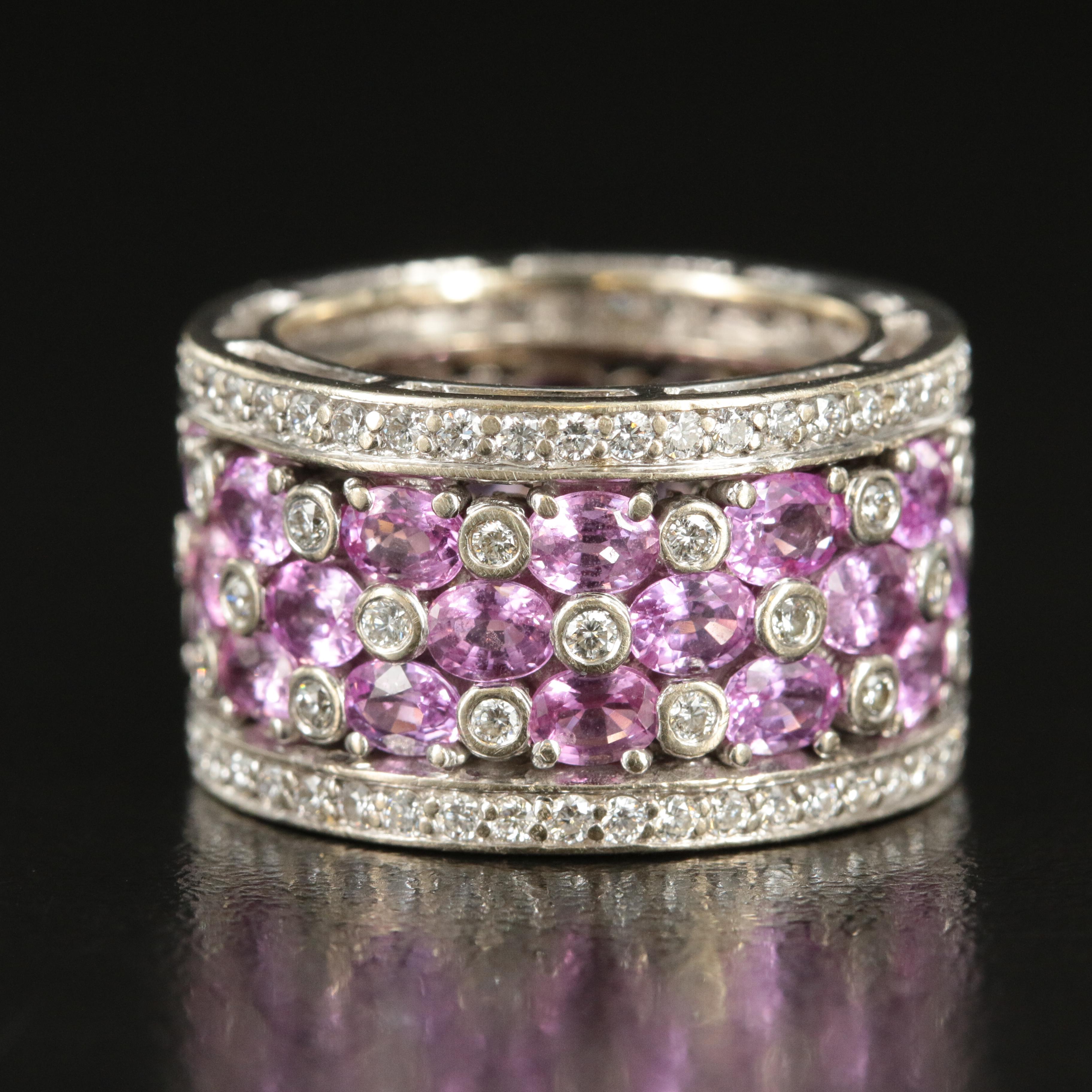 18K Pink Sapphire and 1.75 CTW Diamond Eternity Band