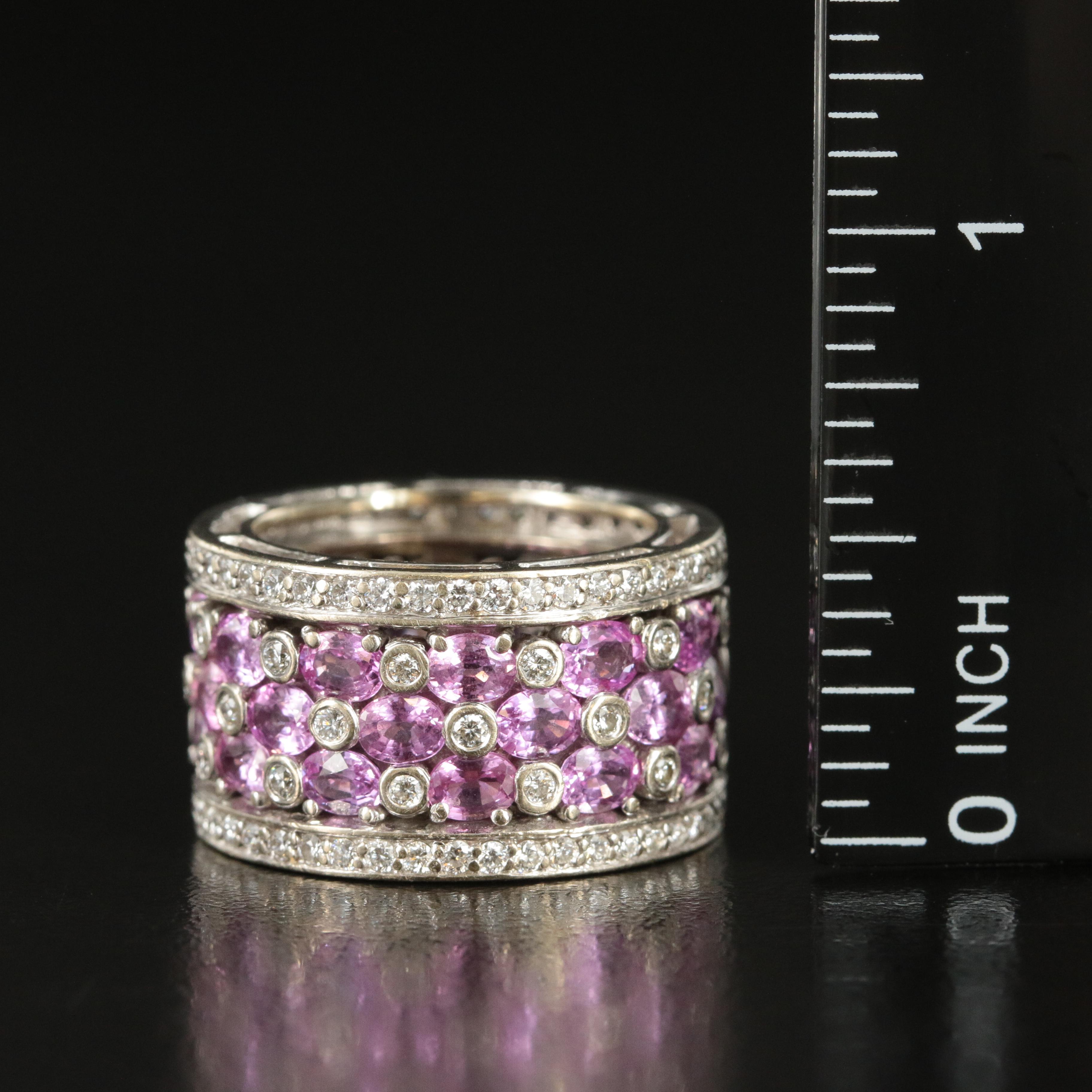 18K Pink Sapphire and 1.75 CTW Diamond Eternity Band