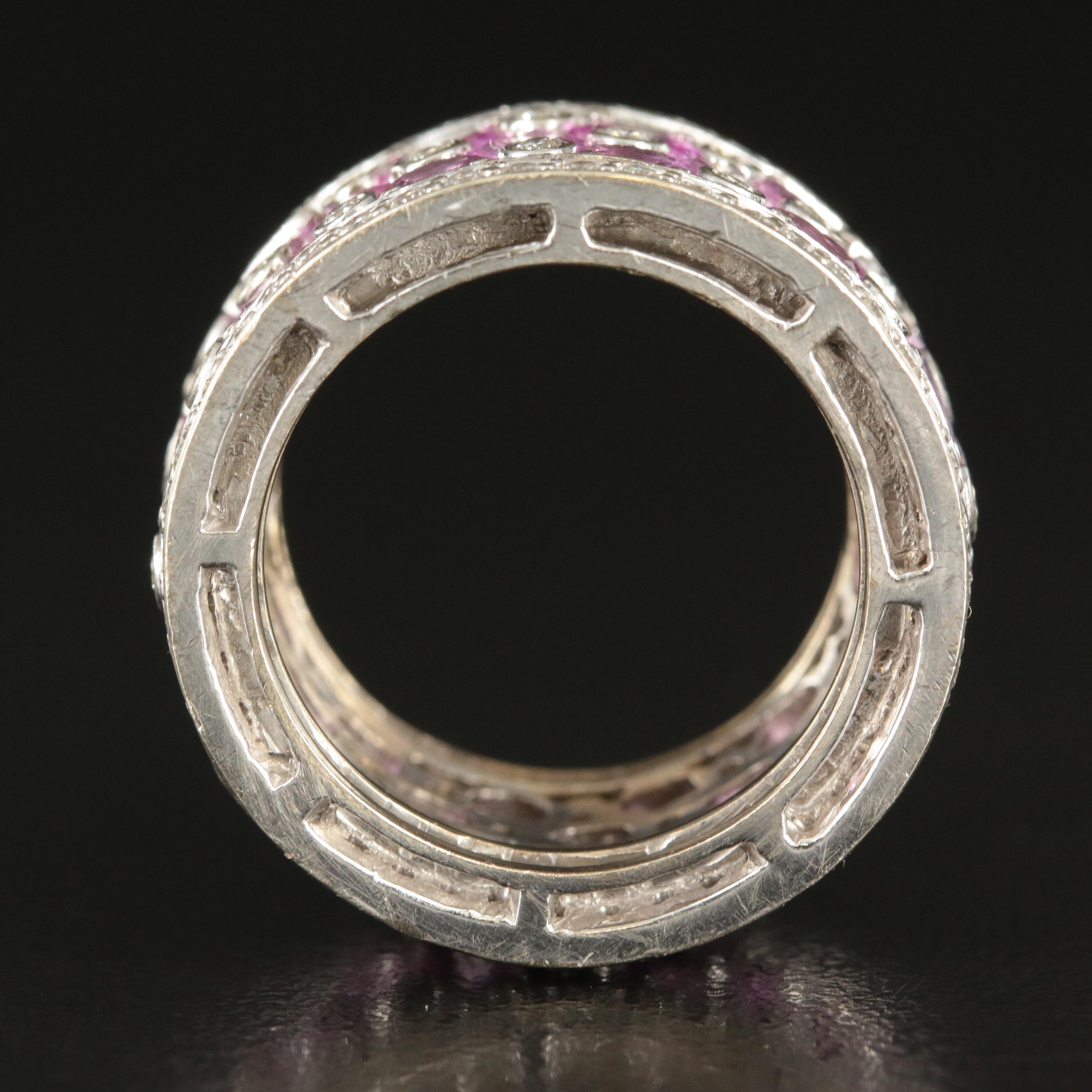 18K Pink Sapphire and 1.75 CTW Diamond Eternity Band