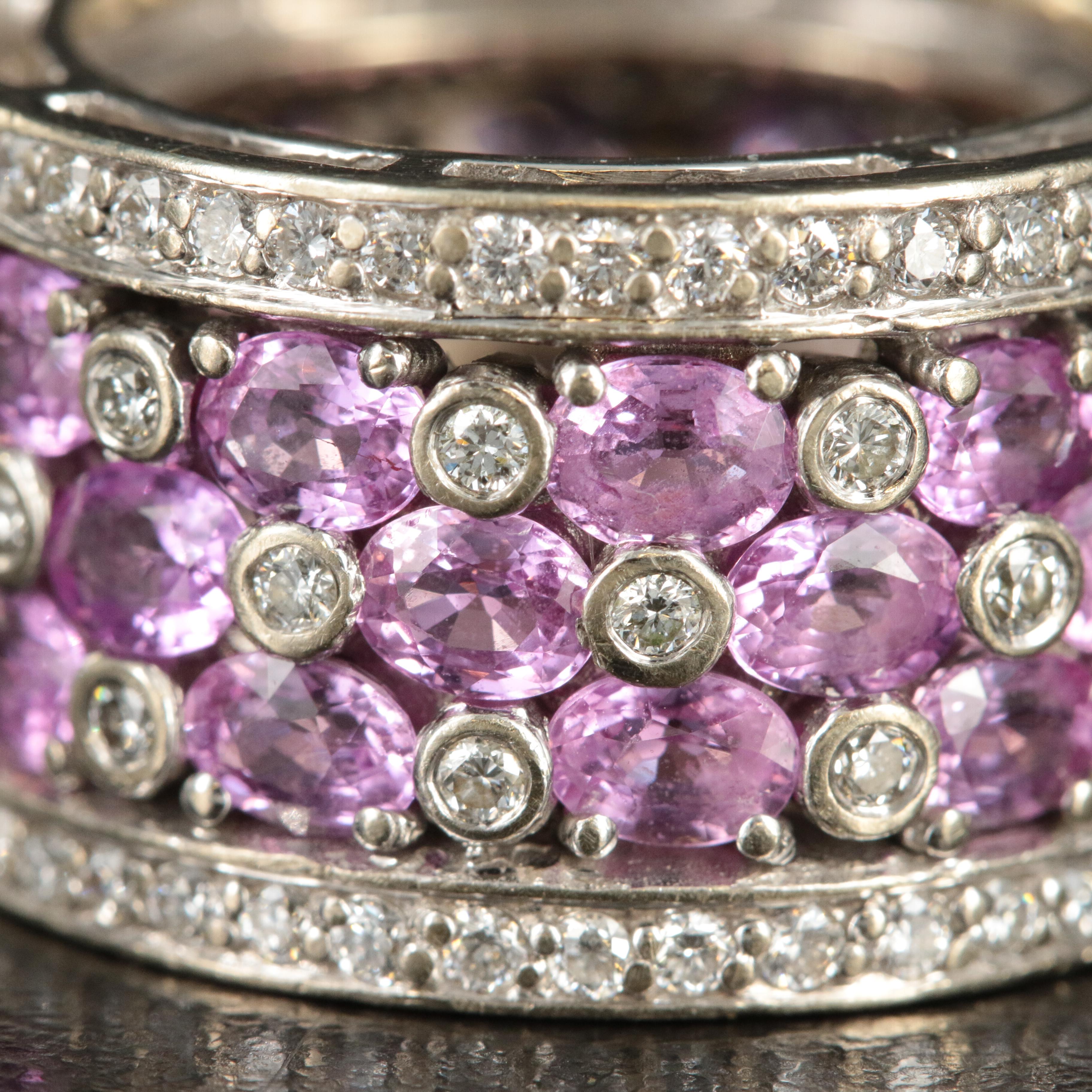 18K Pink Sapphire and 1.75 CTW Diamond Eternity Band