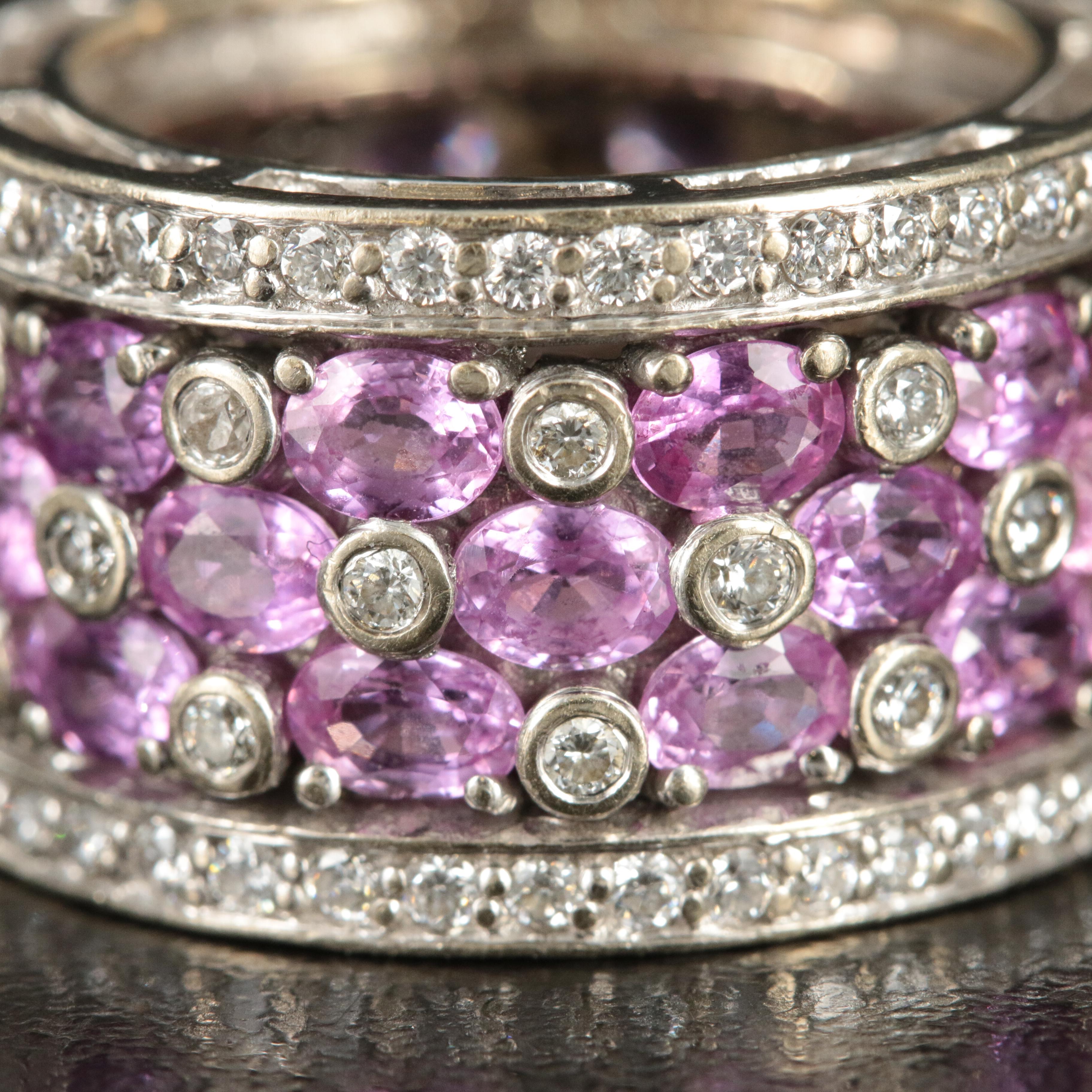 18K Pink Sapphire and 1.75 CTW Diamond Eternity Band