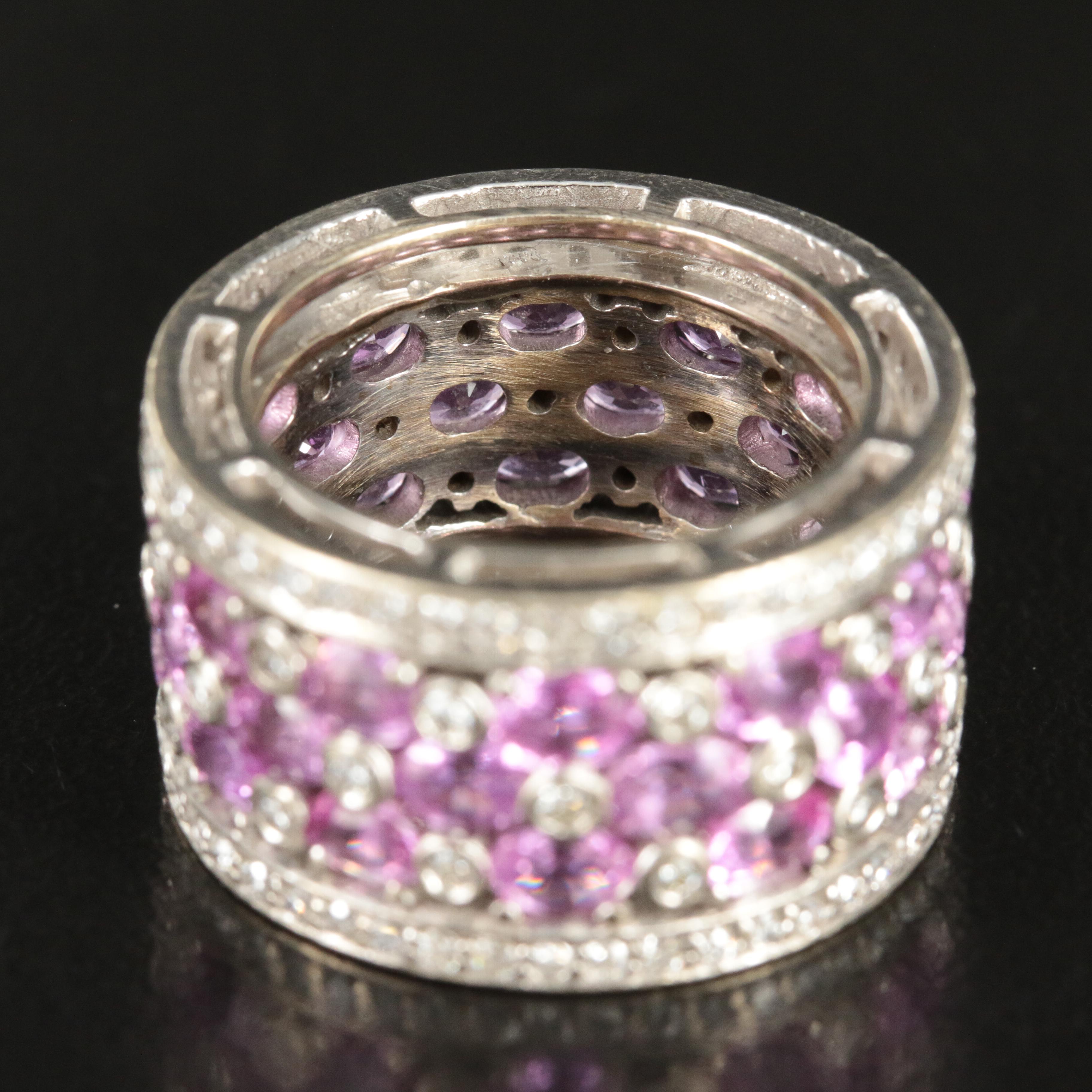 18K Pink Sapphire and 1.75 CTW Diamond Eternity Band