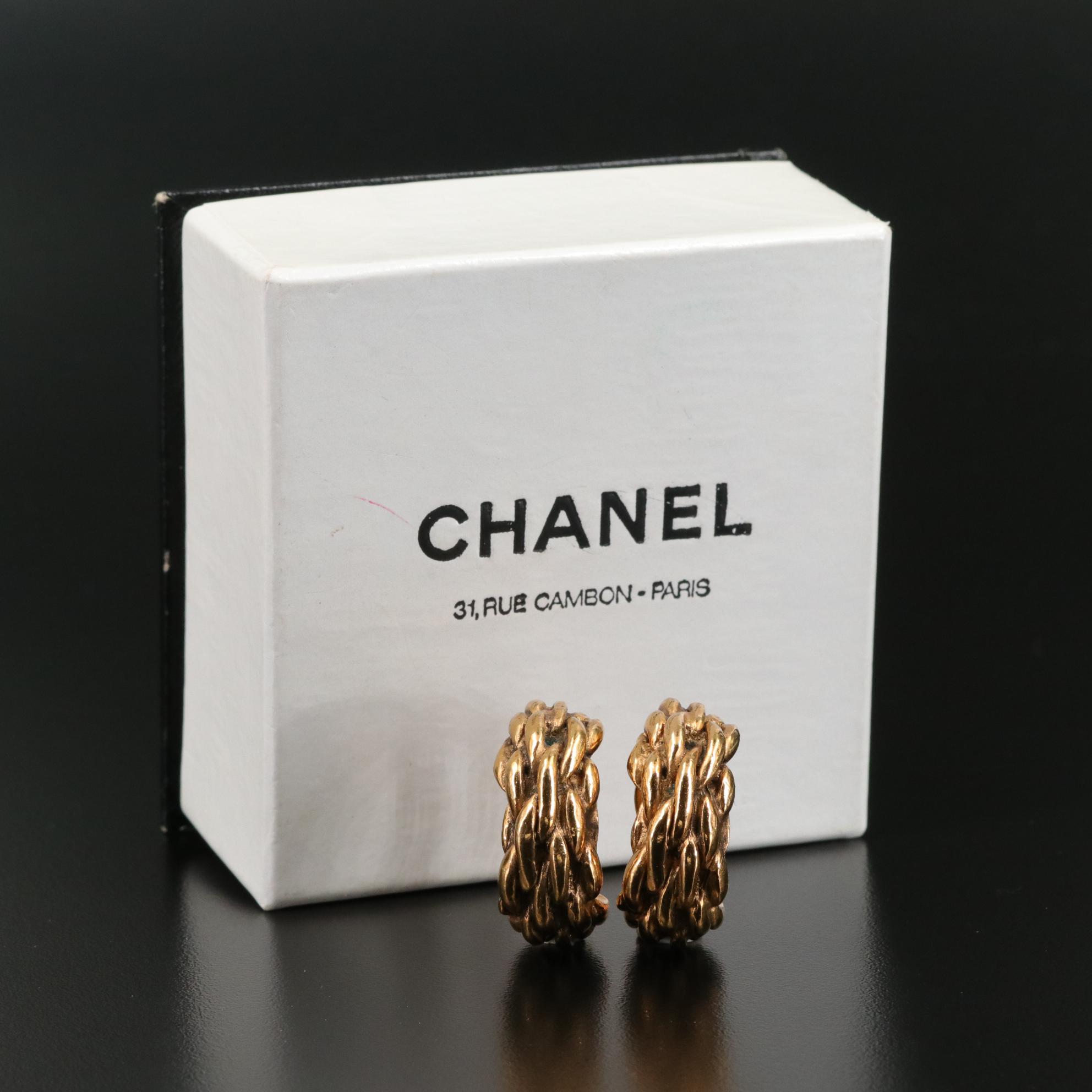 Chanel Braided Hoop Earrings