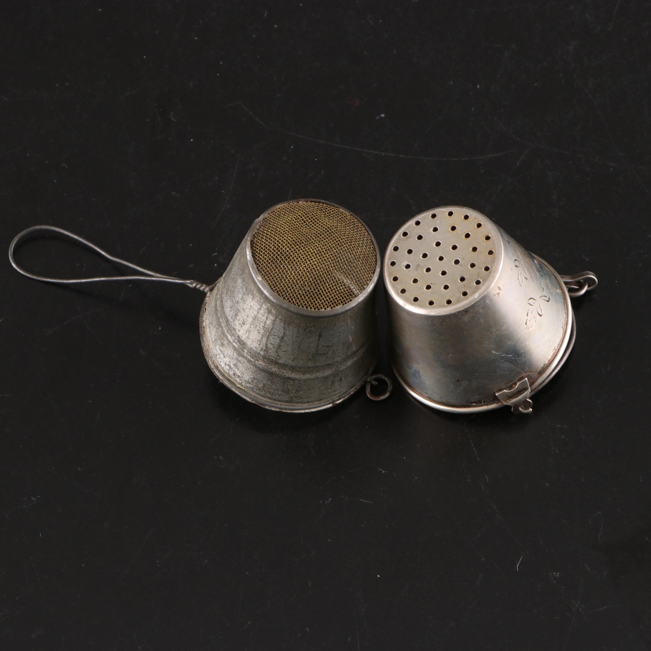 Pyrex Etched Glass Teapot with Tea Strainers, 20th Century