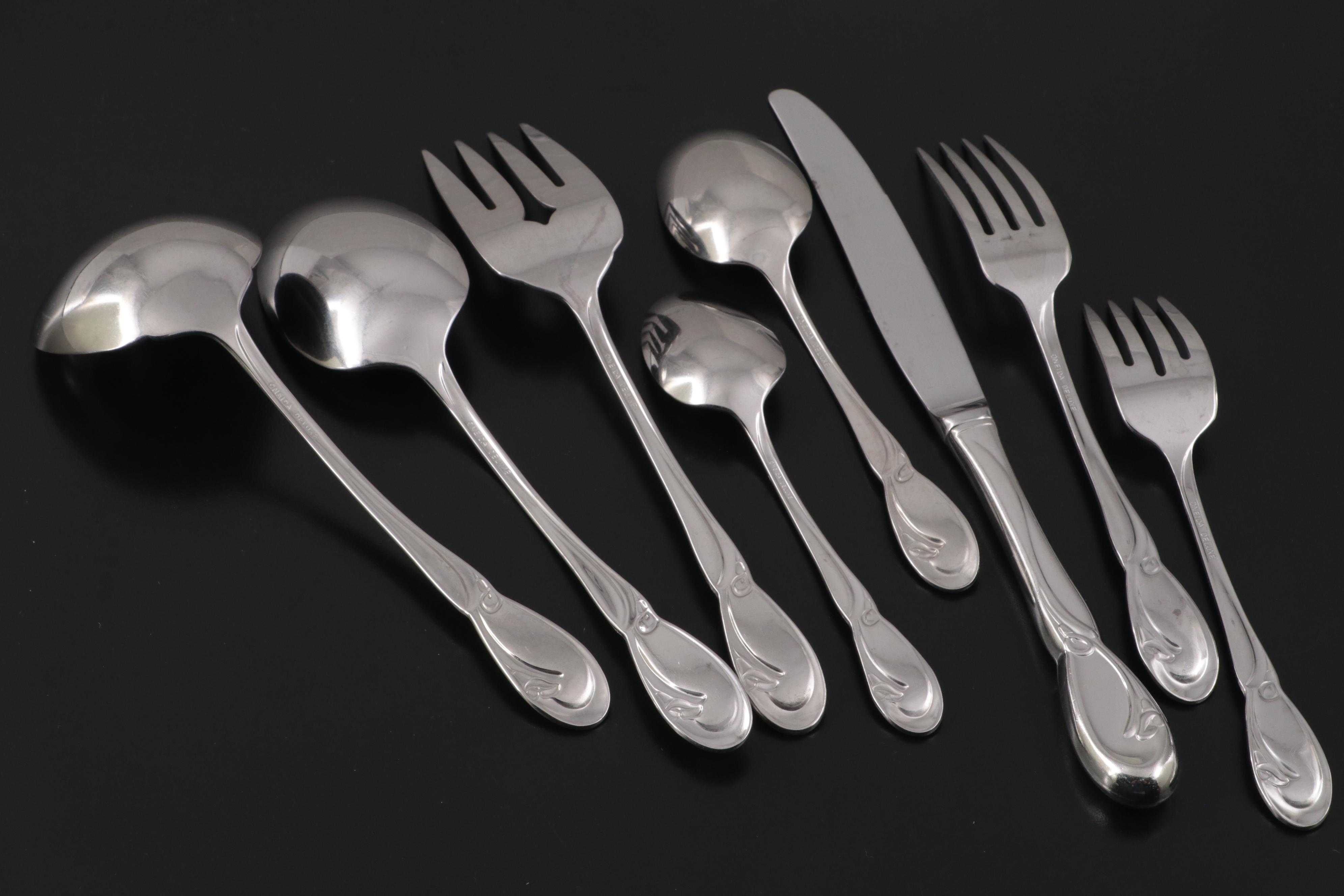 Oneida Deluxe "Calla Lily" Stainless Steel Flatware EBTH