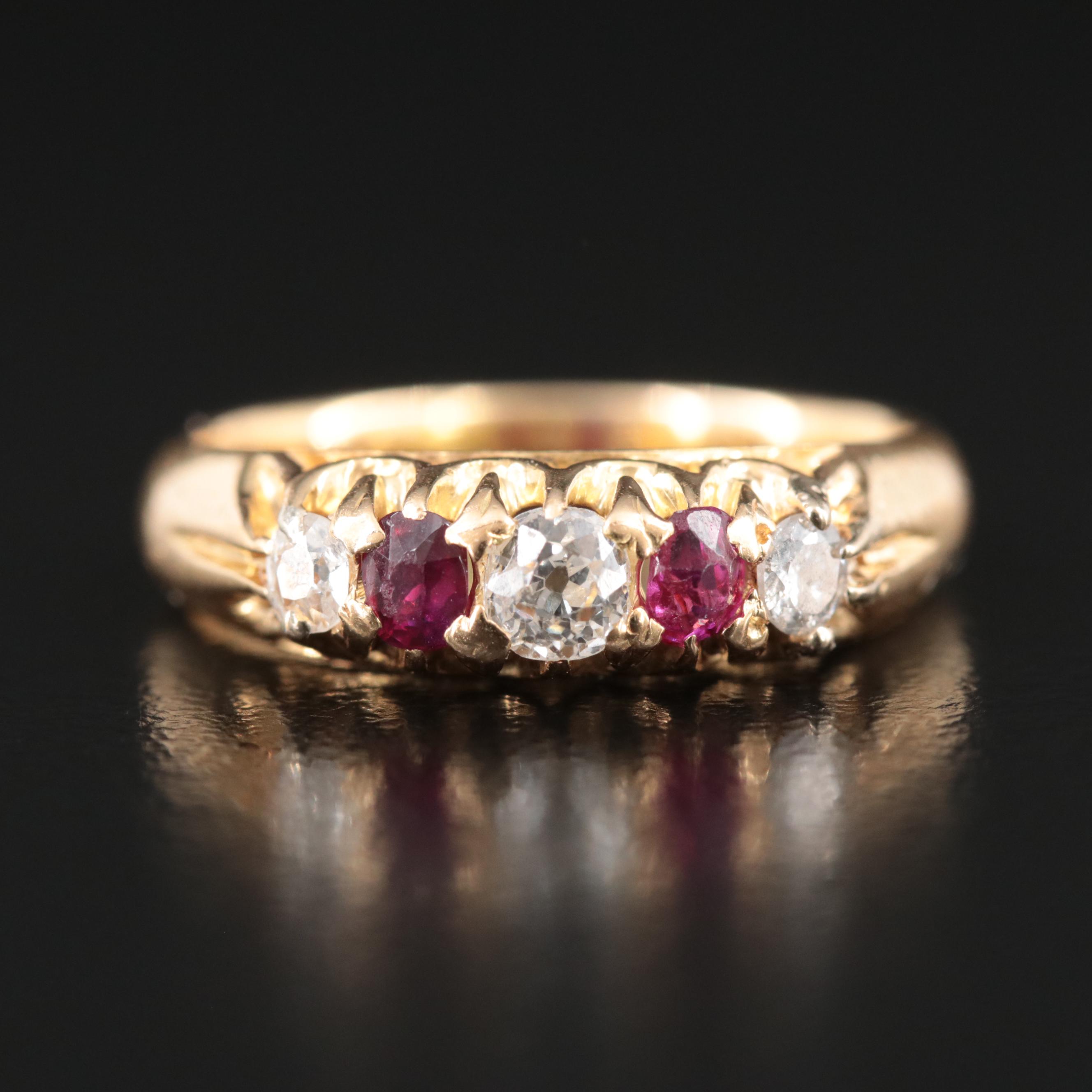 Victorian 18K Diamond and Ruby Ring