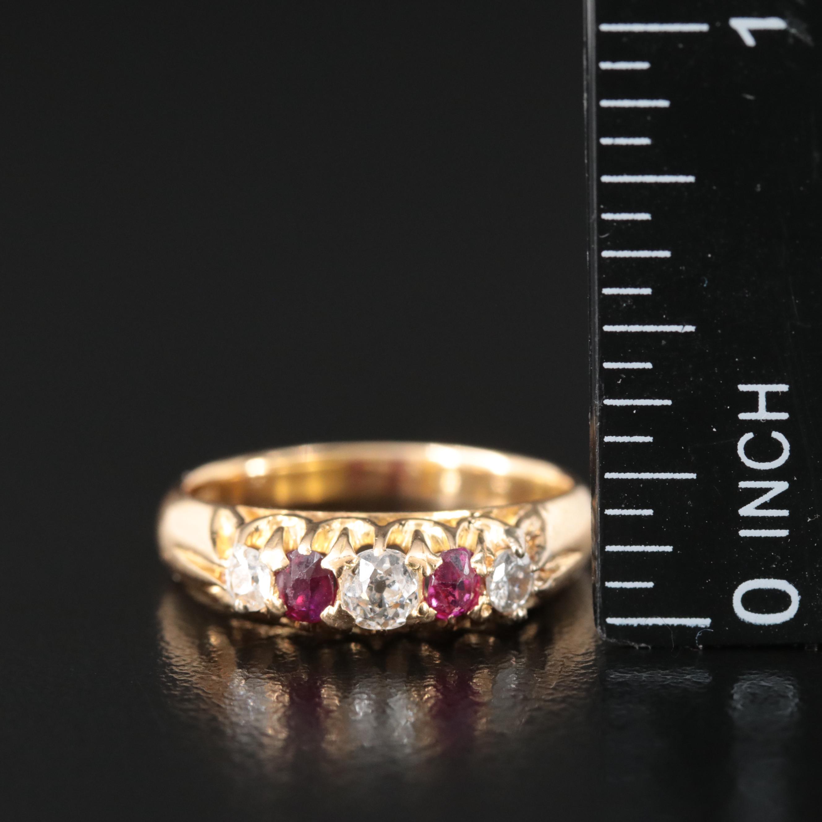 Victorian 18K Diamond and Ruby Ring