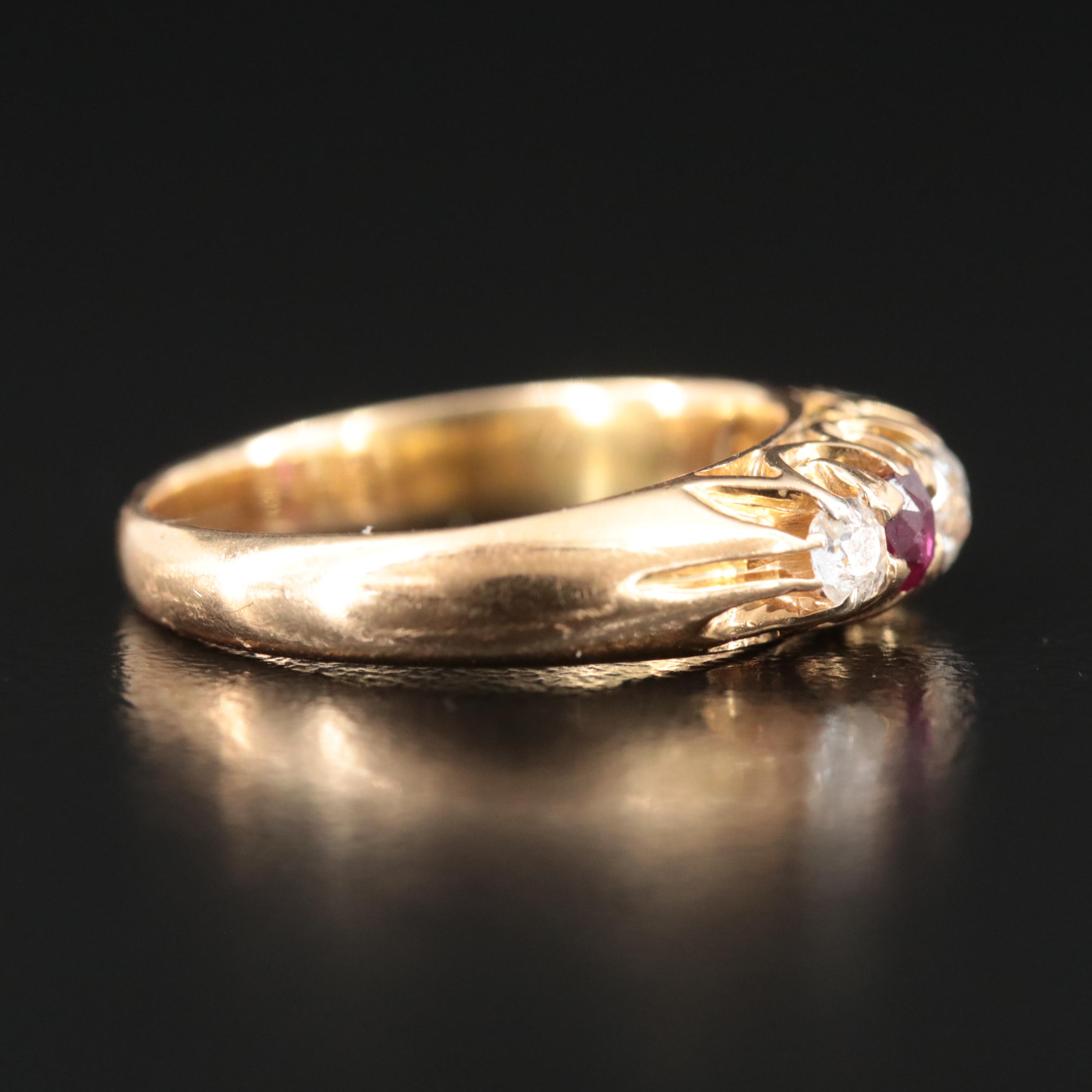 Victorian 18K Diamond and Ruby Ring