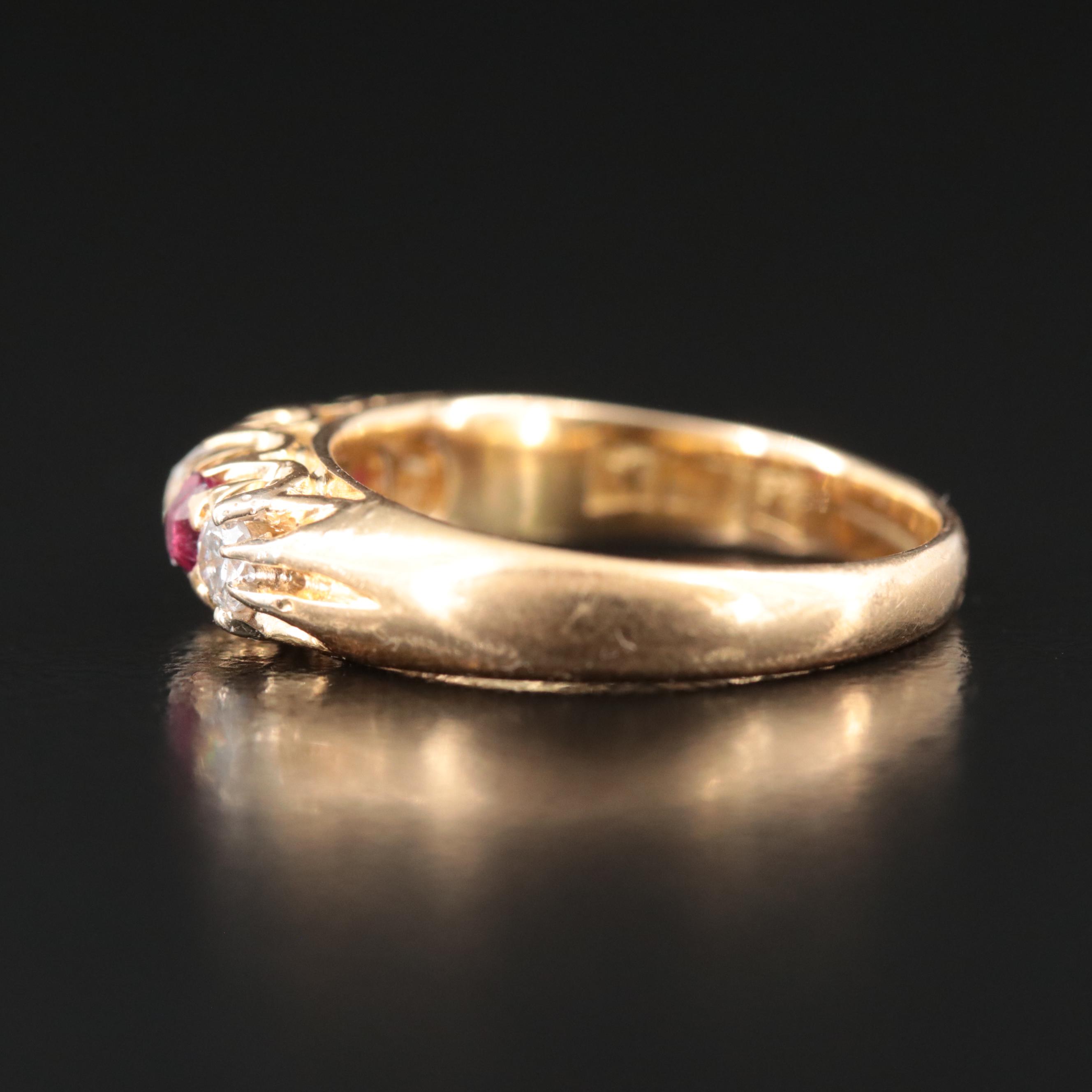 Victorian 18K Diamond and Ruby Ring