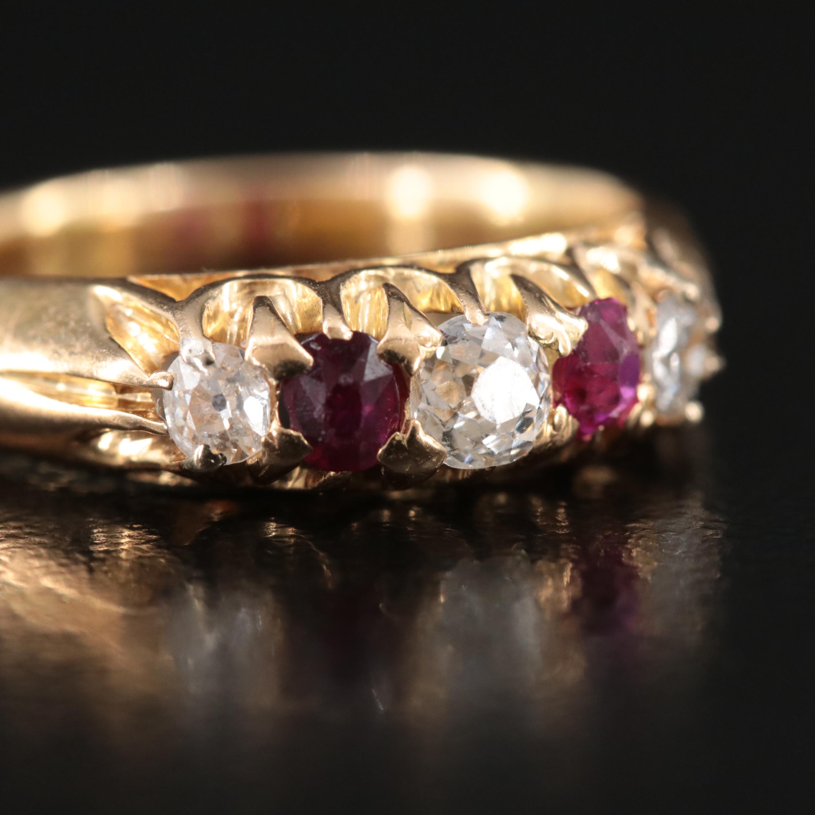 Victorian 18K Diamond and Ruby Ring