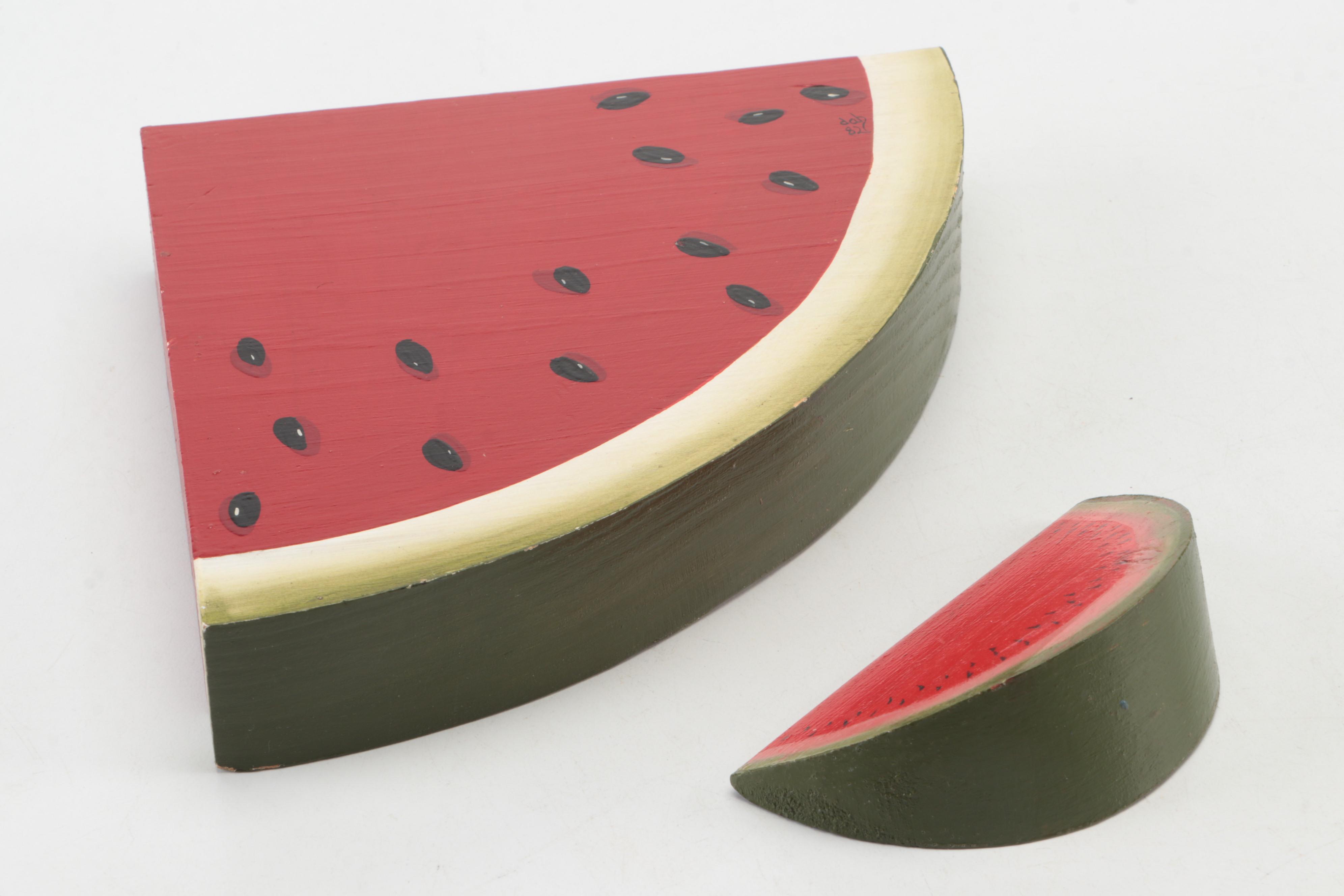 Tomato Shaped Pitcher with Other Ceramic Dish and Watermelon Wall Decor