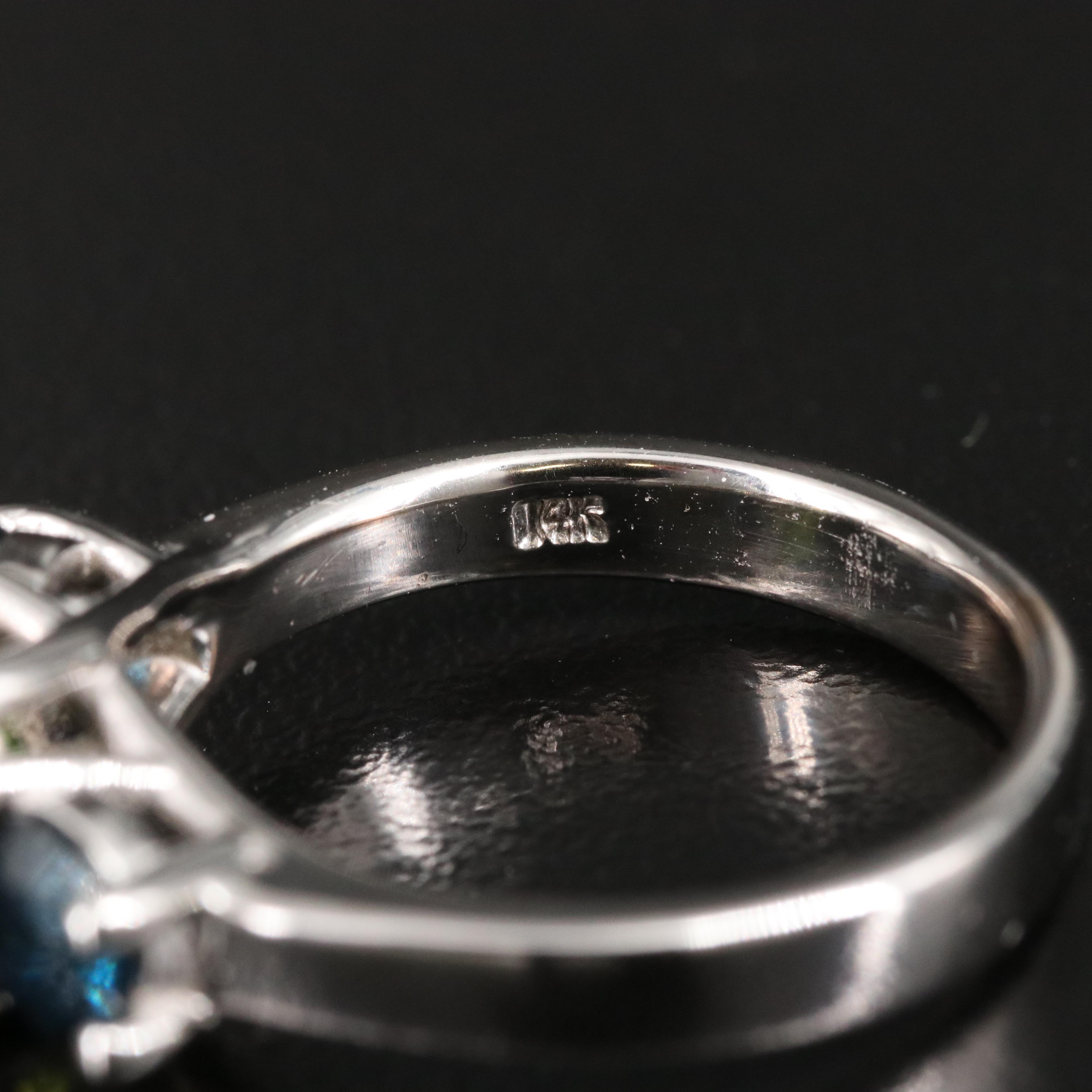 14K Sapphire Three Stone Ring with 2.68 CT Center