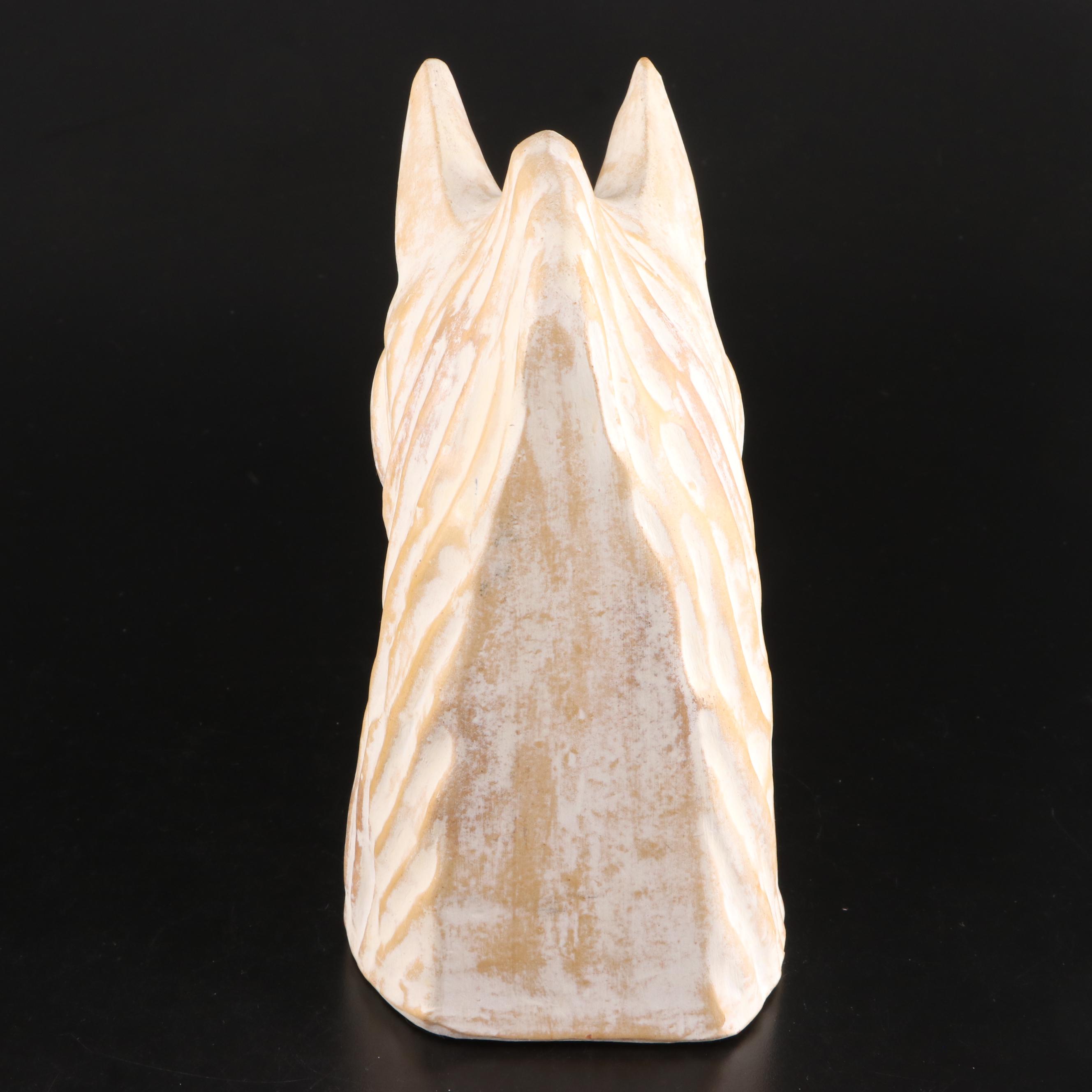 Pair of Folk Style Plaster Horse Head Bookends