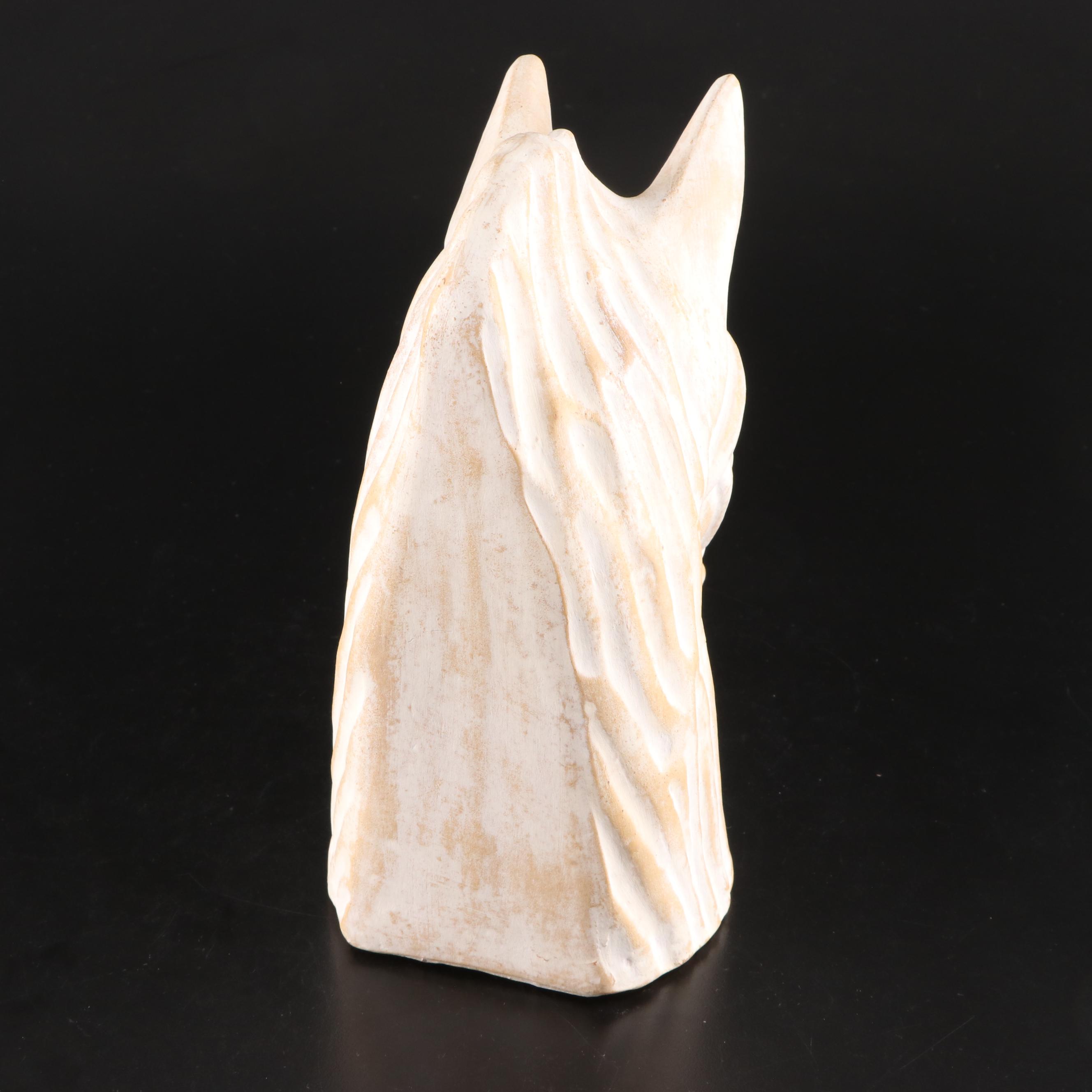 Pair of Folk Style Plaster Horse Head Bookends