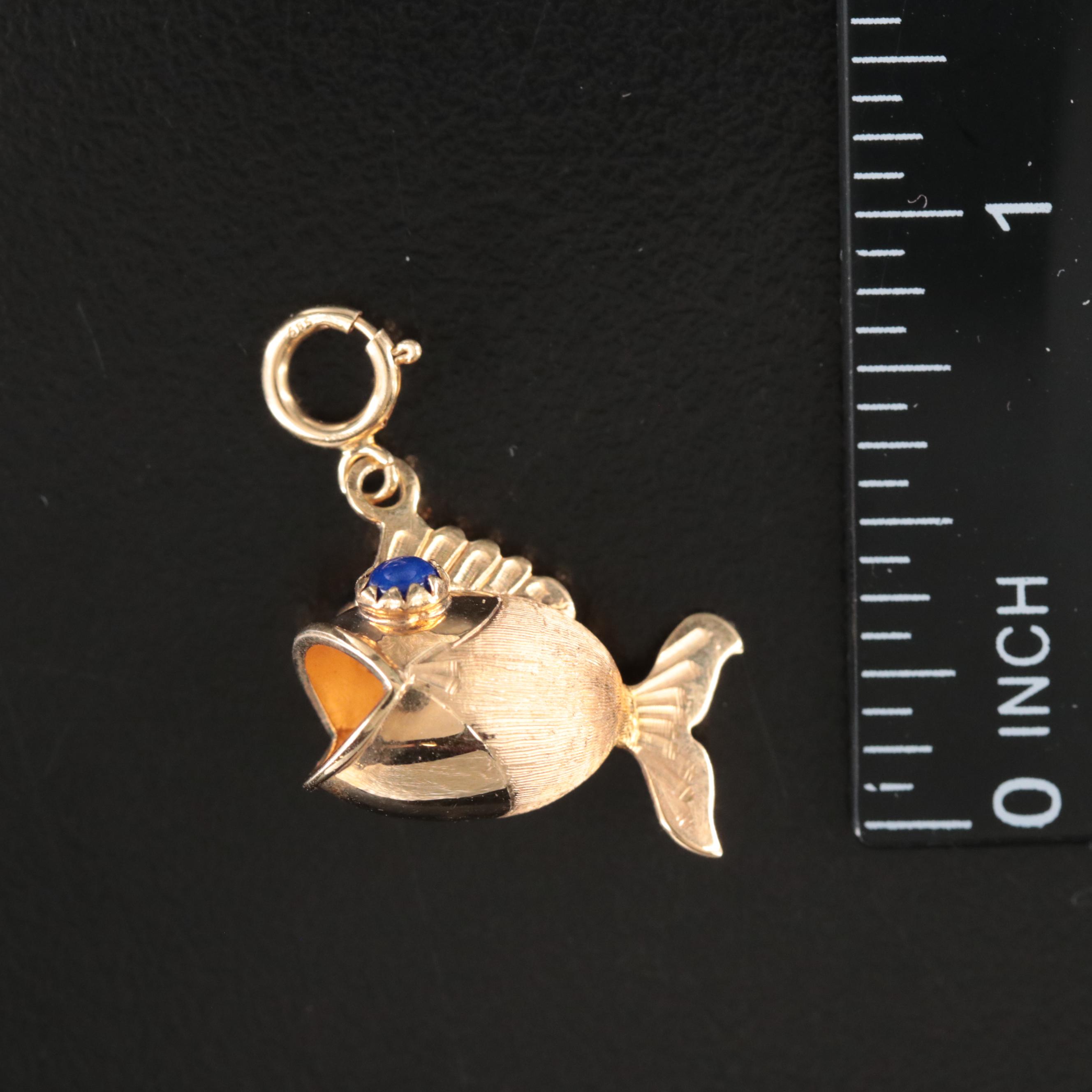 14K Lapis Lazuli Fish Pendant