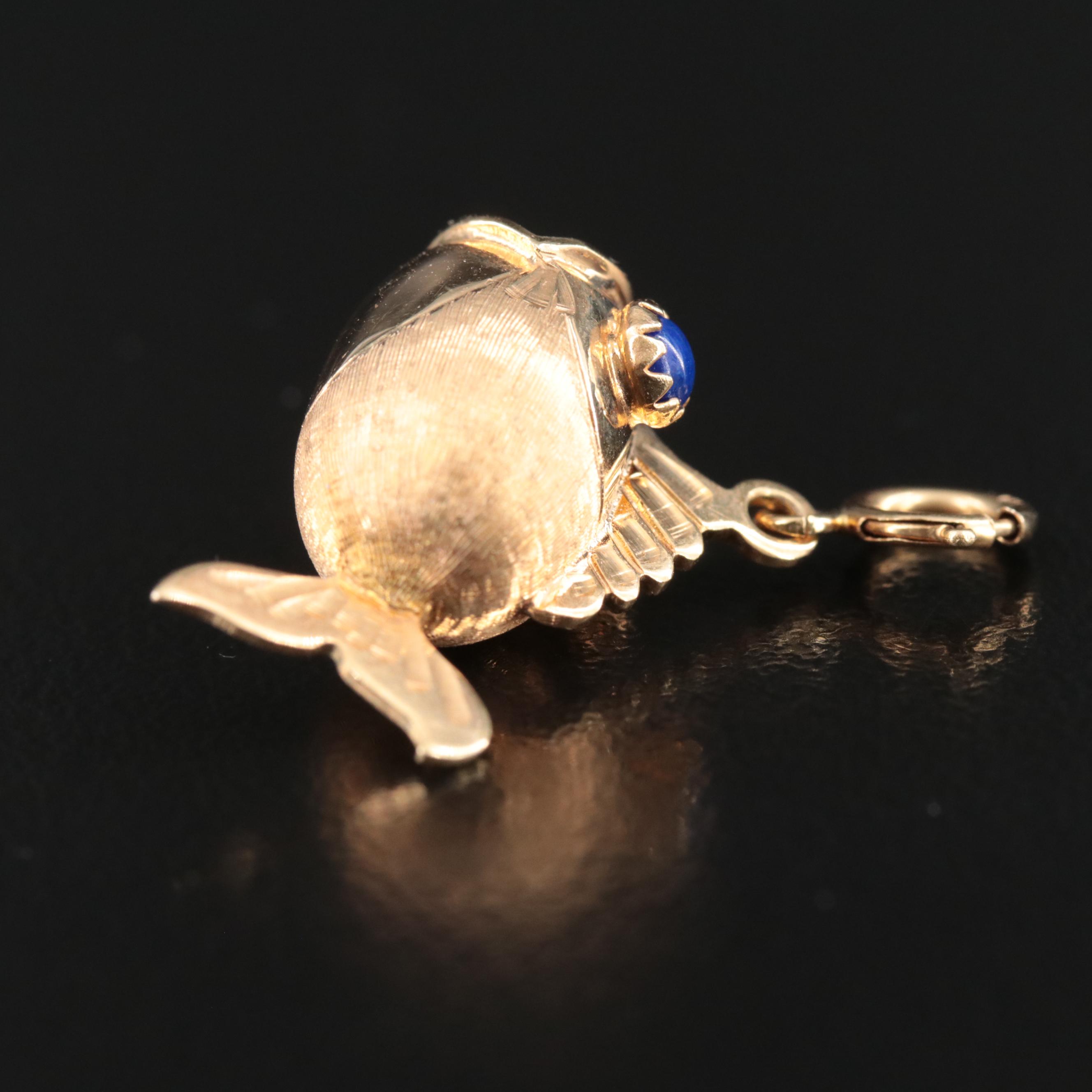 14K Lapis Lazuli Fish Pendant