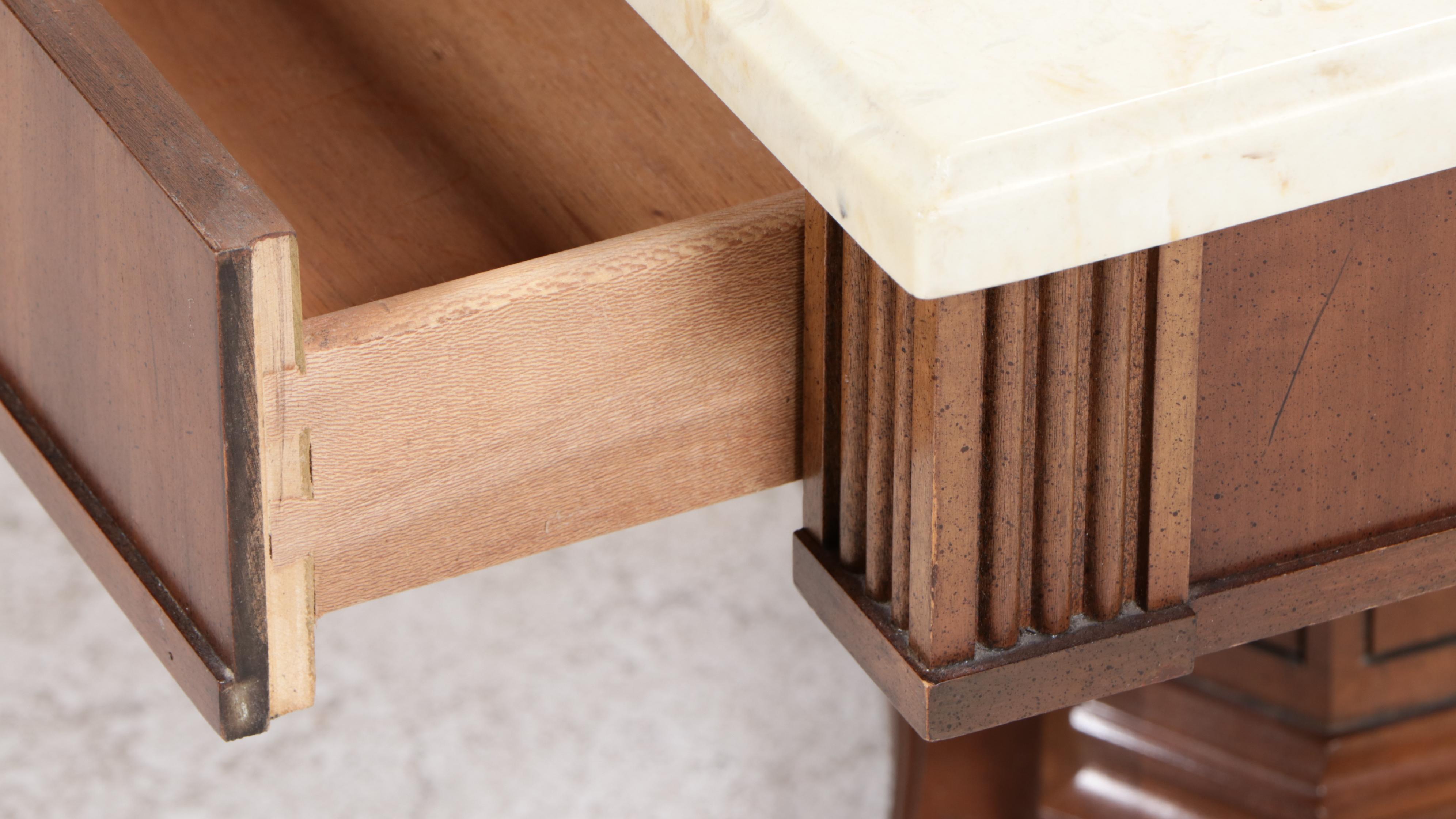 Broyhill Premier Italian Classic Walnut and Composite Marble Coffee Table