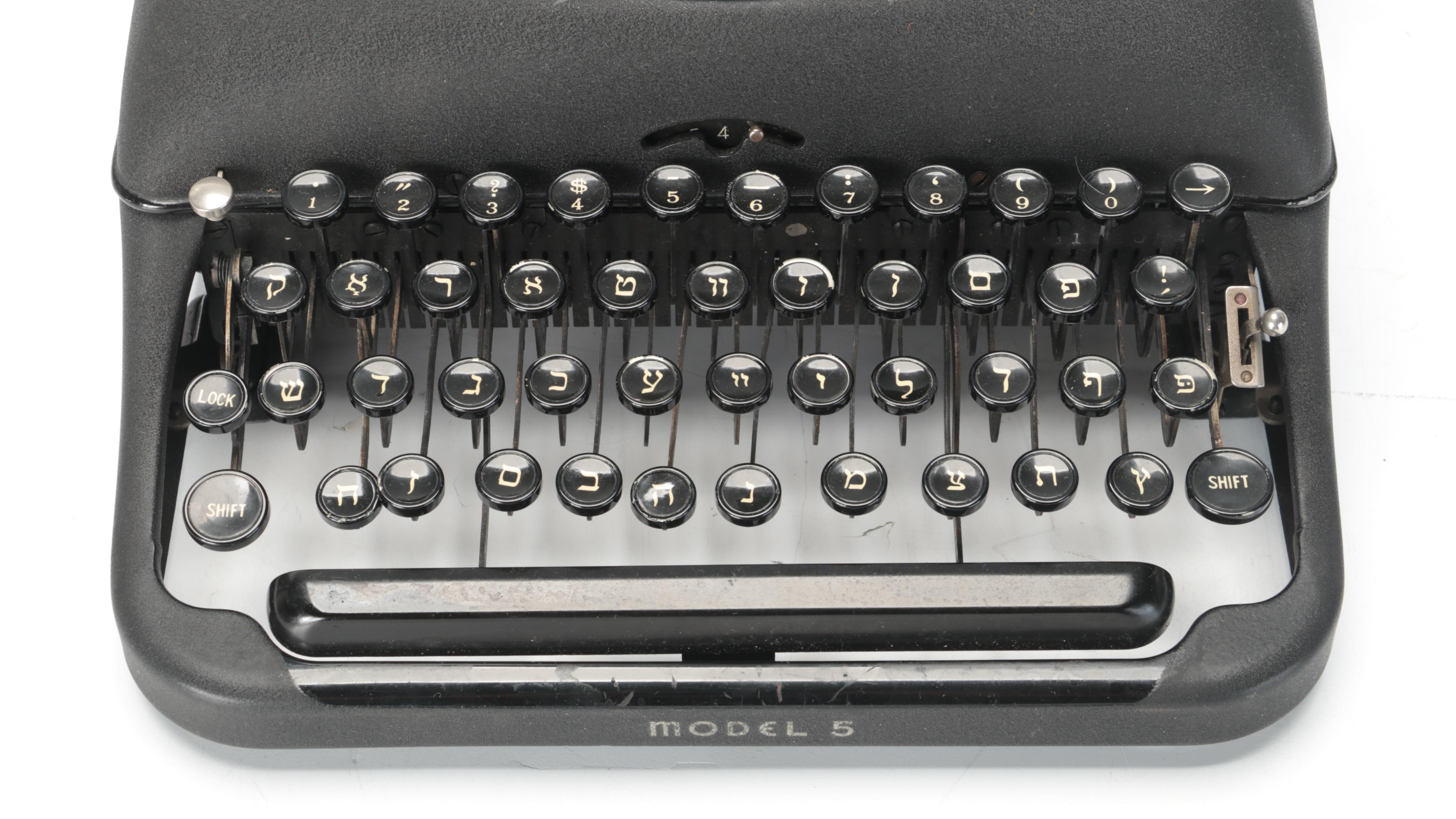 Remington Model 5 Portable Yiddish Typewriter