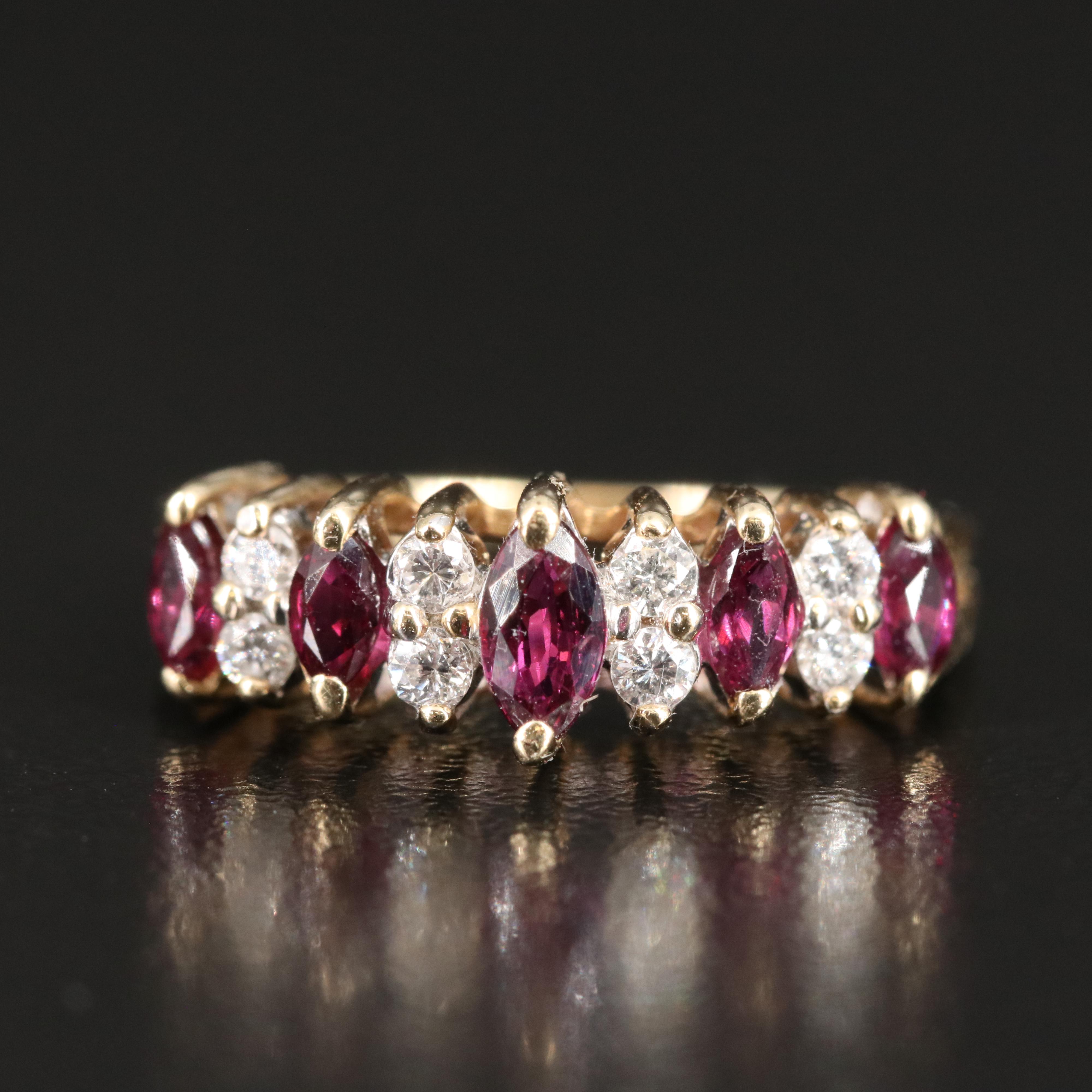 14K Ruby and Diamond Stepped Ring