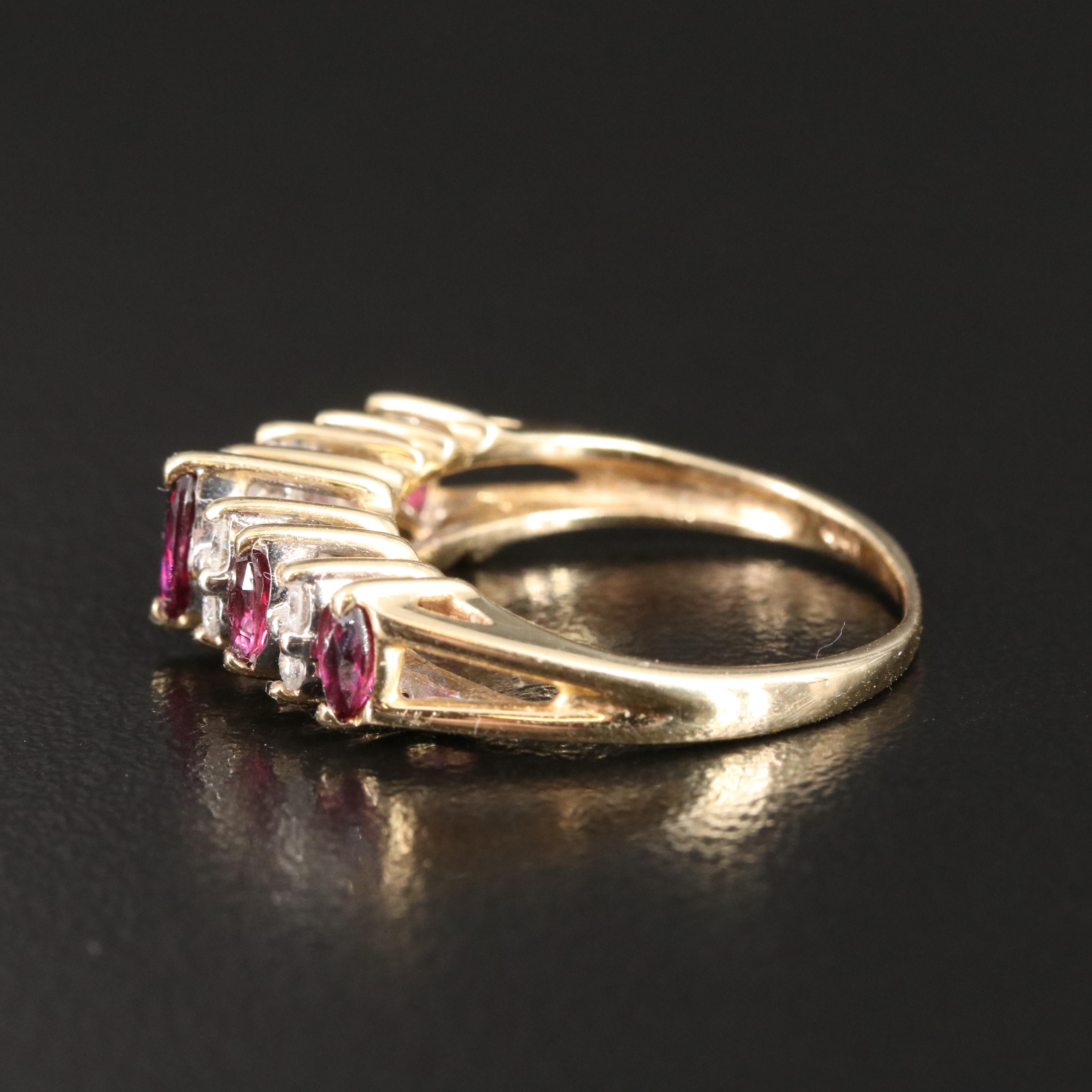 14K Ruby and Diamond Stepped Ring