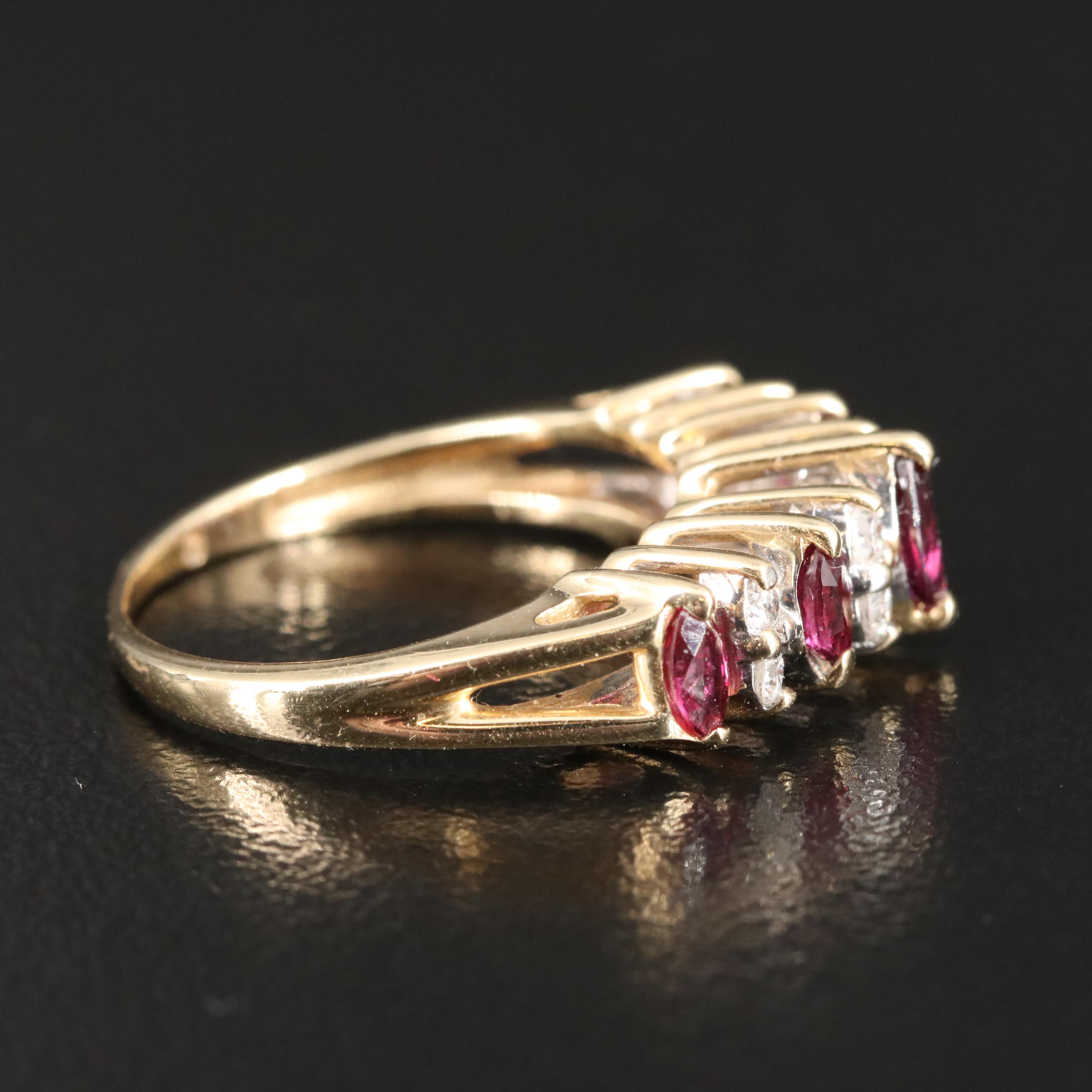 14K Ruby and Diamond Stepped Ring