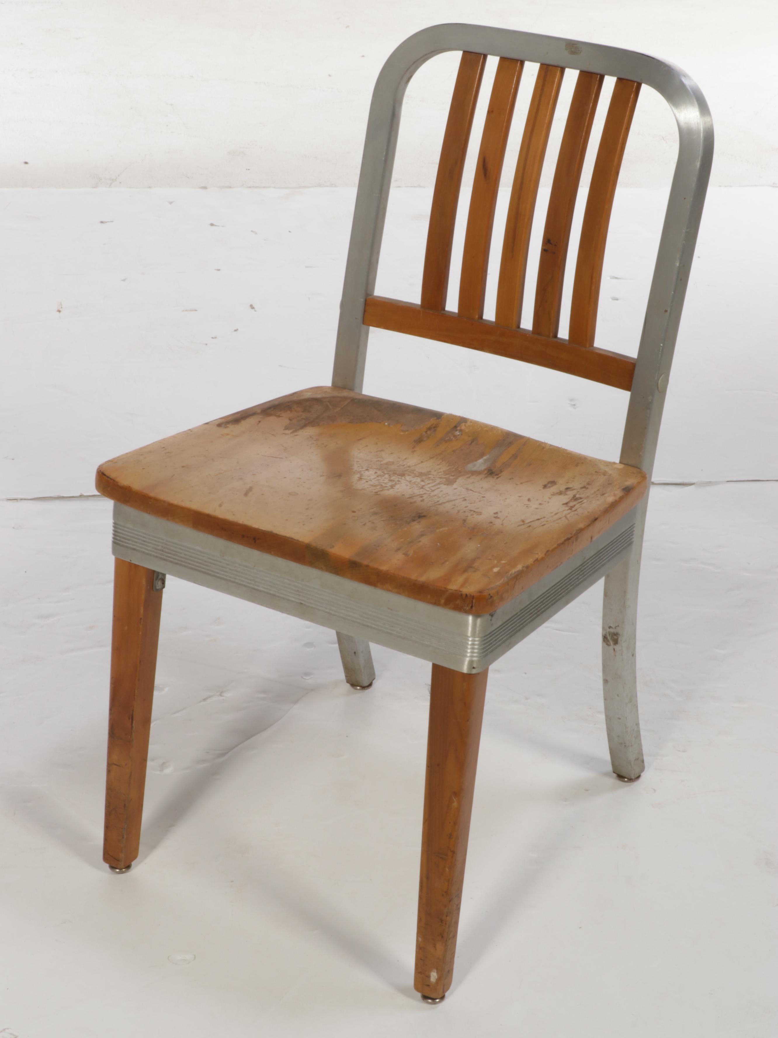 Six Shaw-Walker Mid Century Modern Aluminum and Maple Side Chairs, 1950s