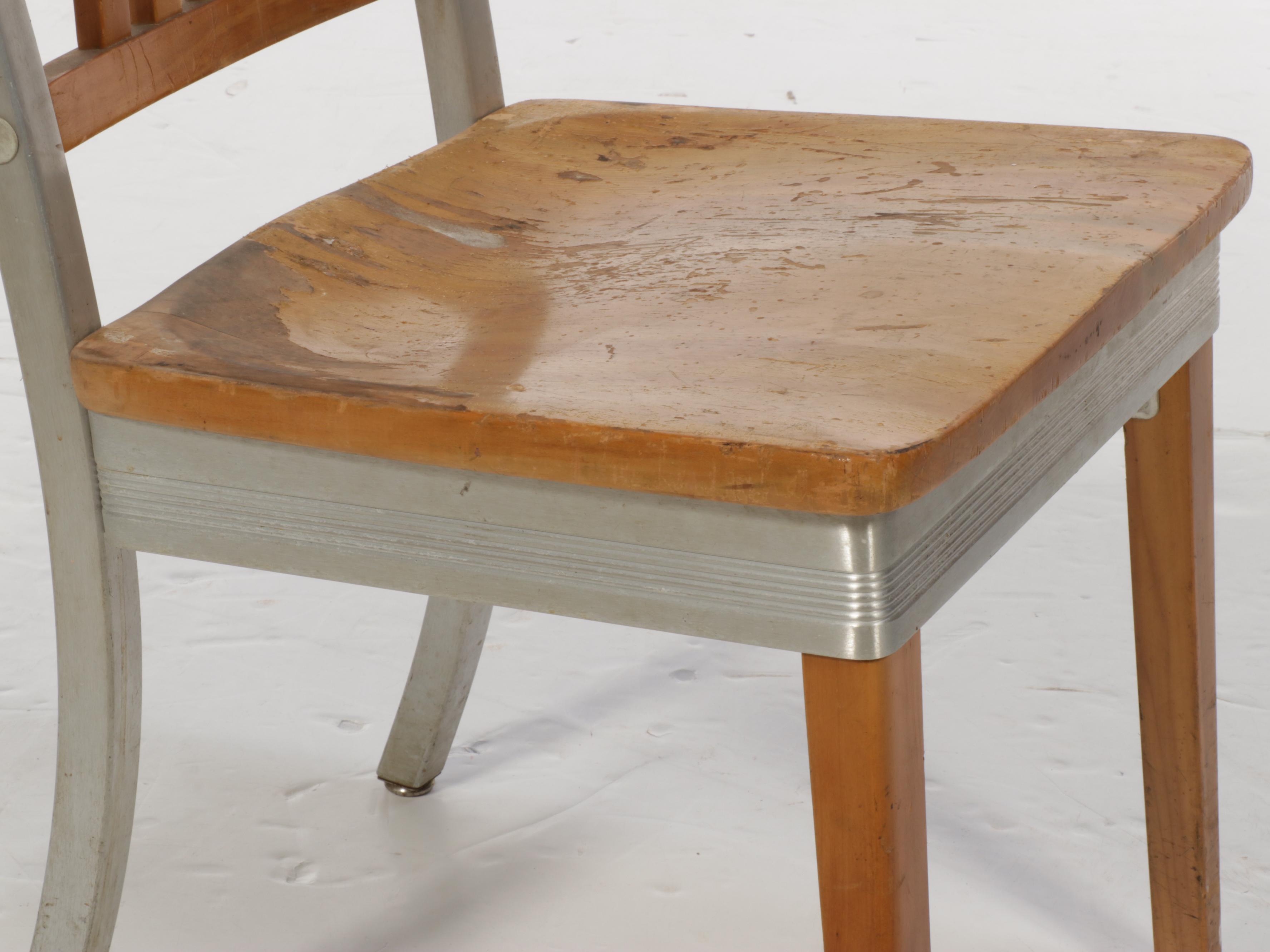 Six Shaw-Walker Mid Century Modern Aluminum and Maple Side Chairs, 1950s