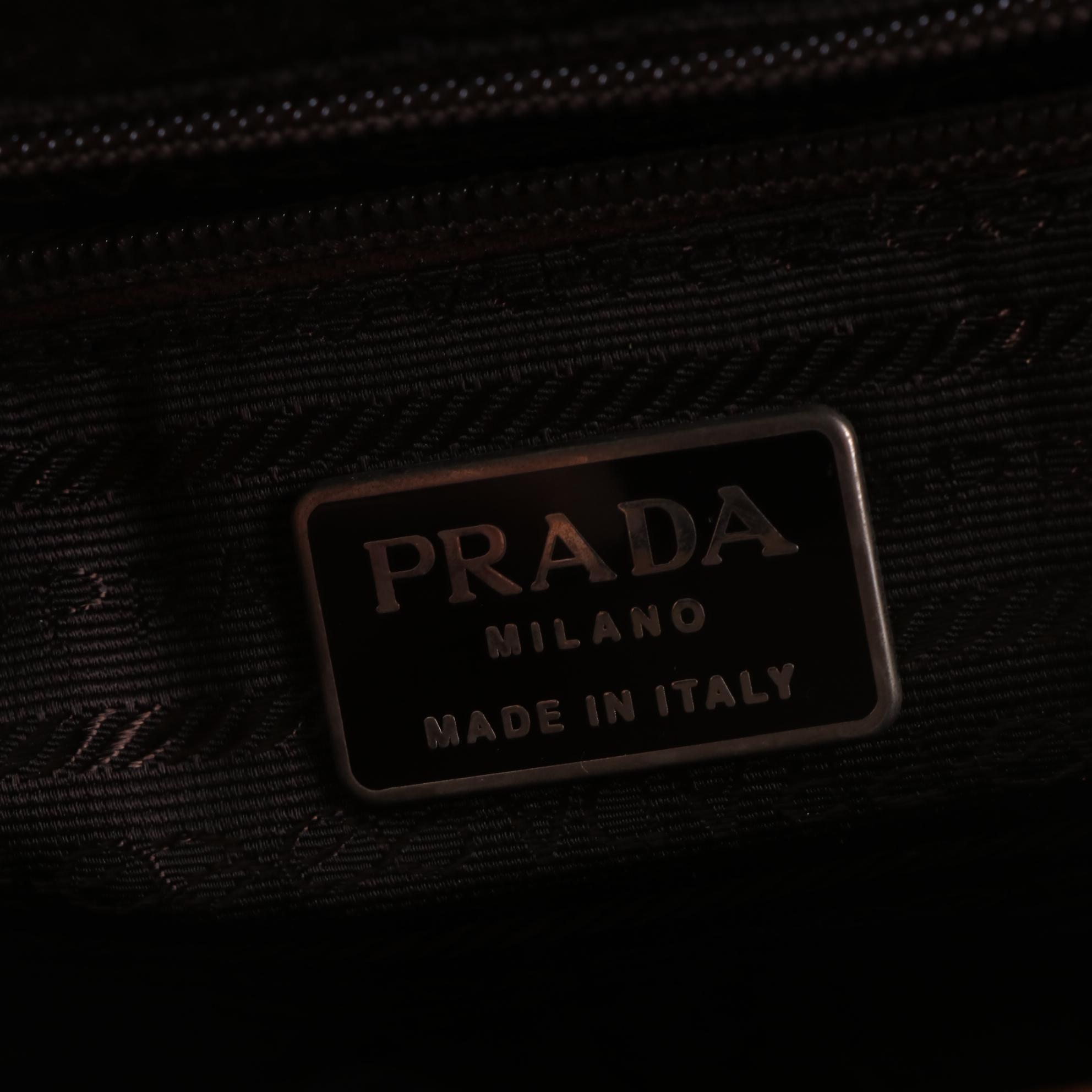 Prada Framed Shoulder Bag with Flap in Smooth Brown Leather