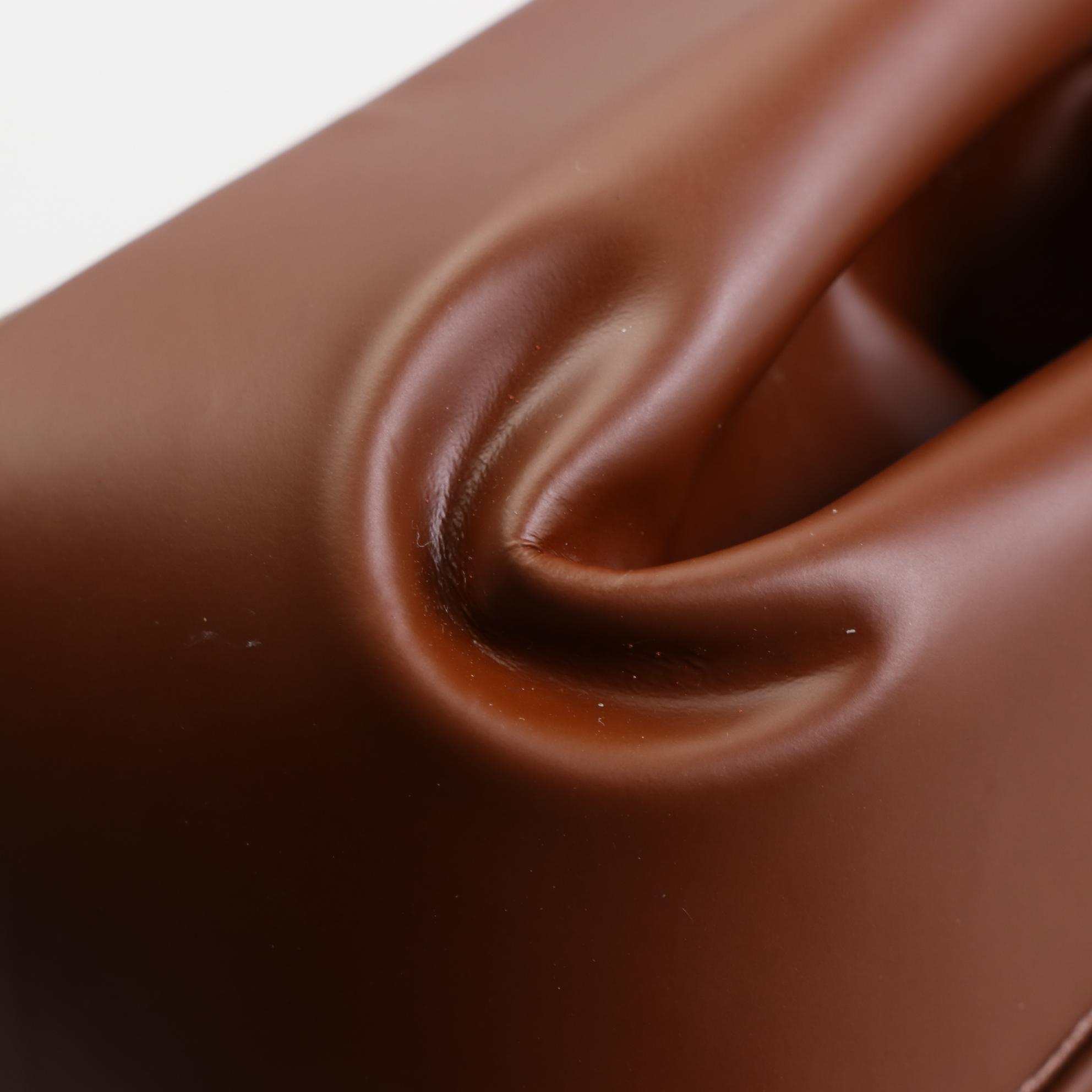 Prada Framed Shoulder Bag with Flap in Smooth Brown Leather