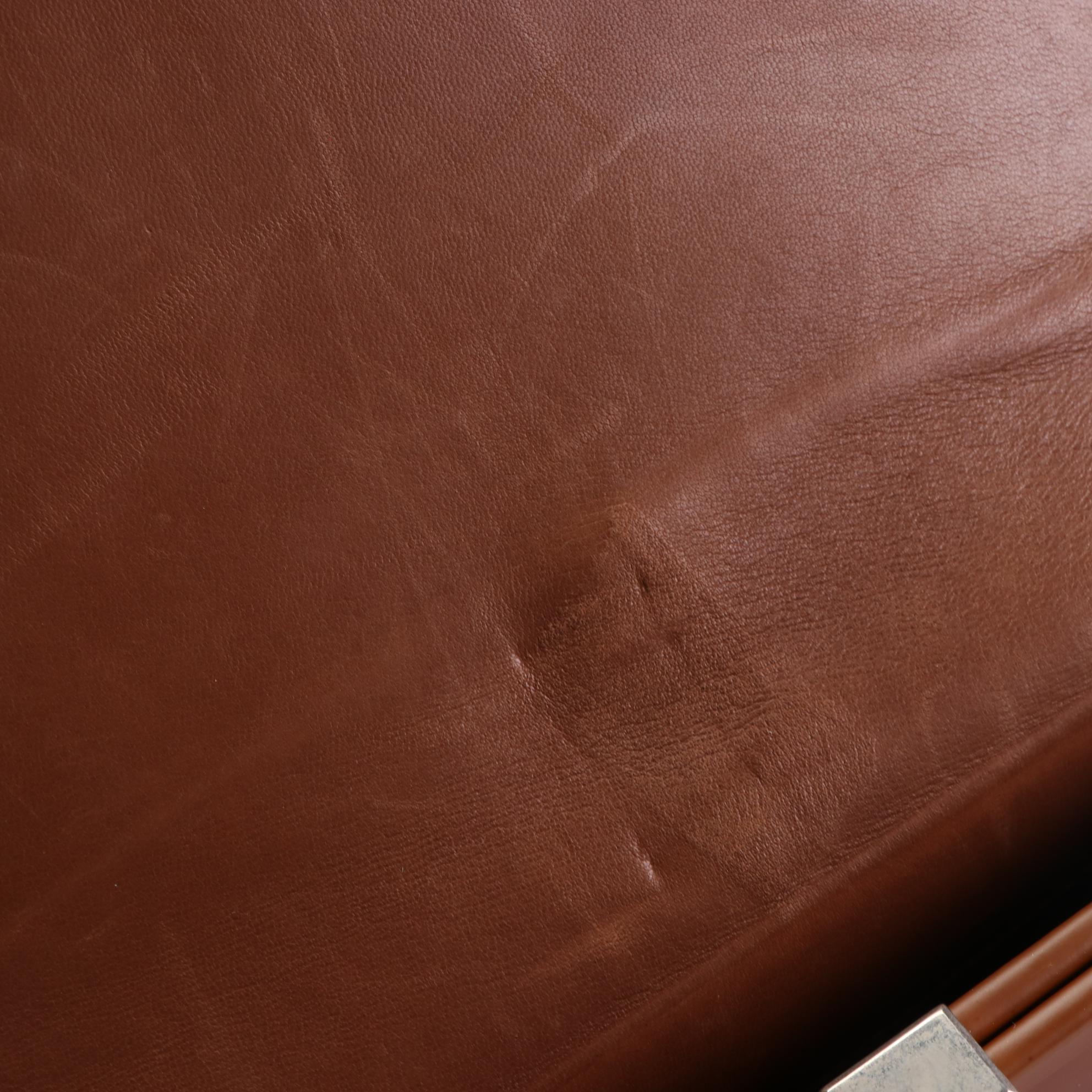 Prada Framed Shoulder Bag with Flap in Smooth Brown Leather