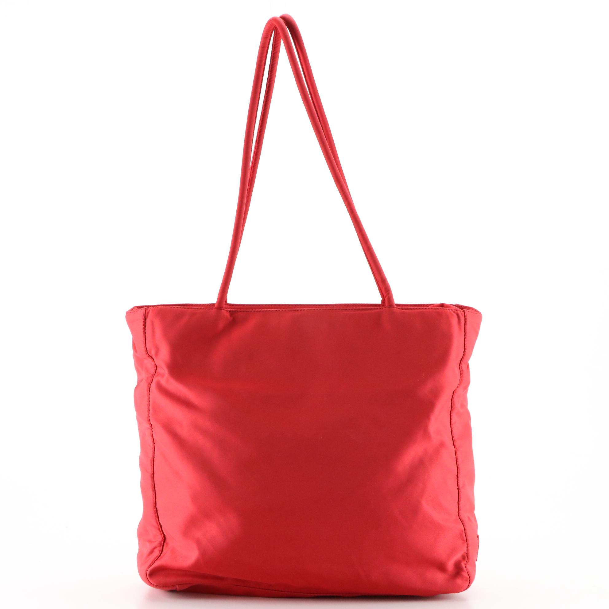 Prada Shoulder Tote in Red Nylon