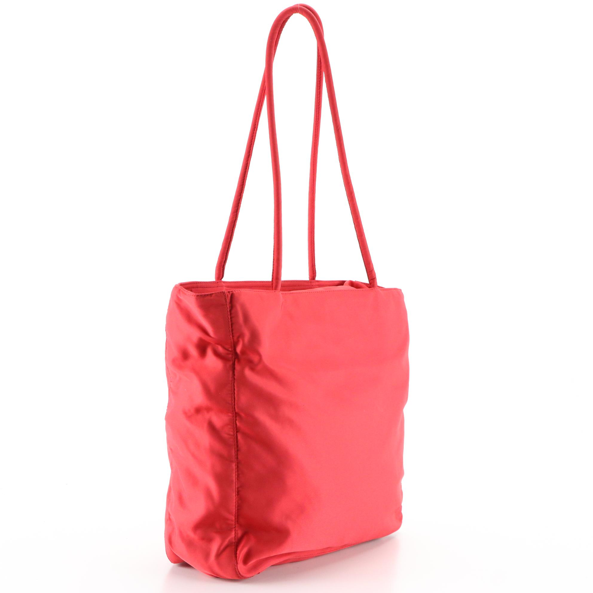 Prada Shoulder Tote in Red Nylon