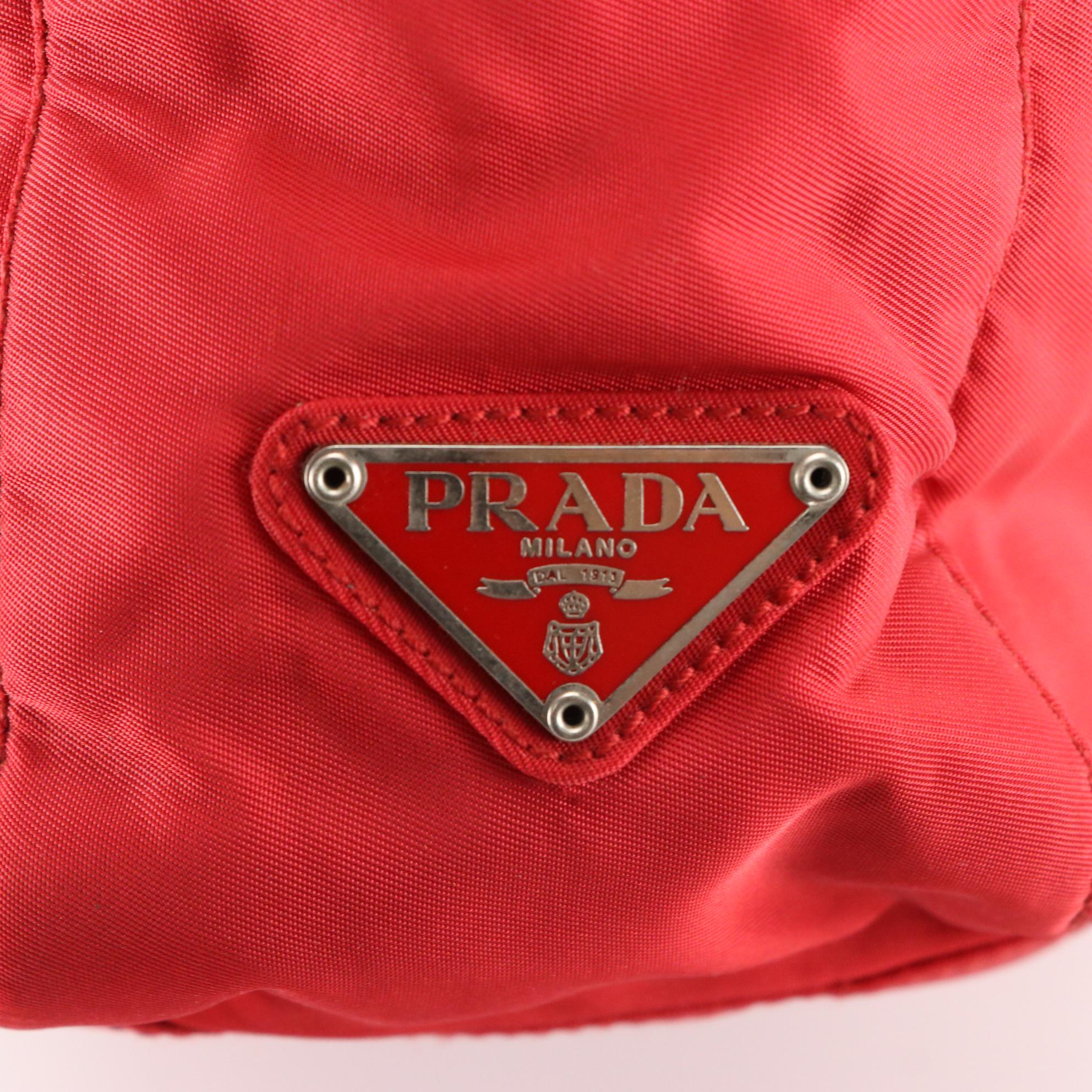 Prada Shoulder Tote in Red Nylon