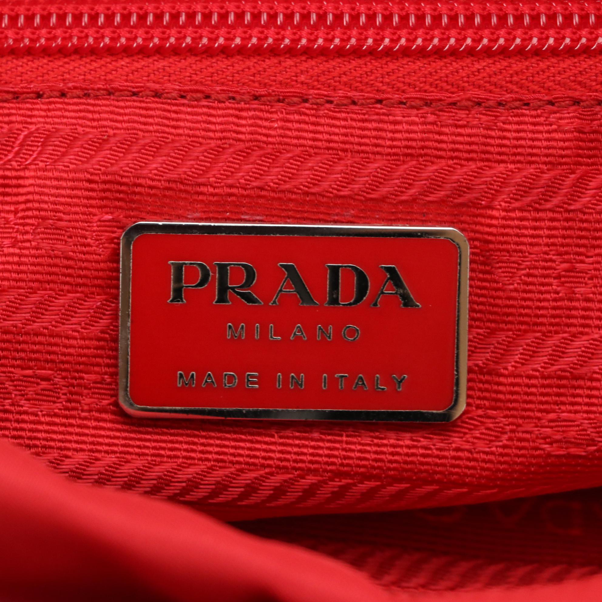Prada Shoulder Tote in Red Nylon