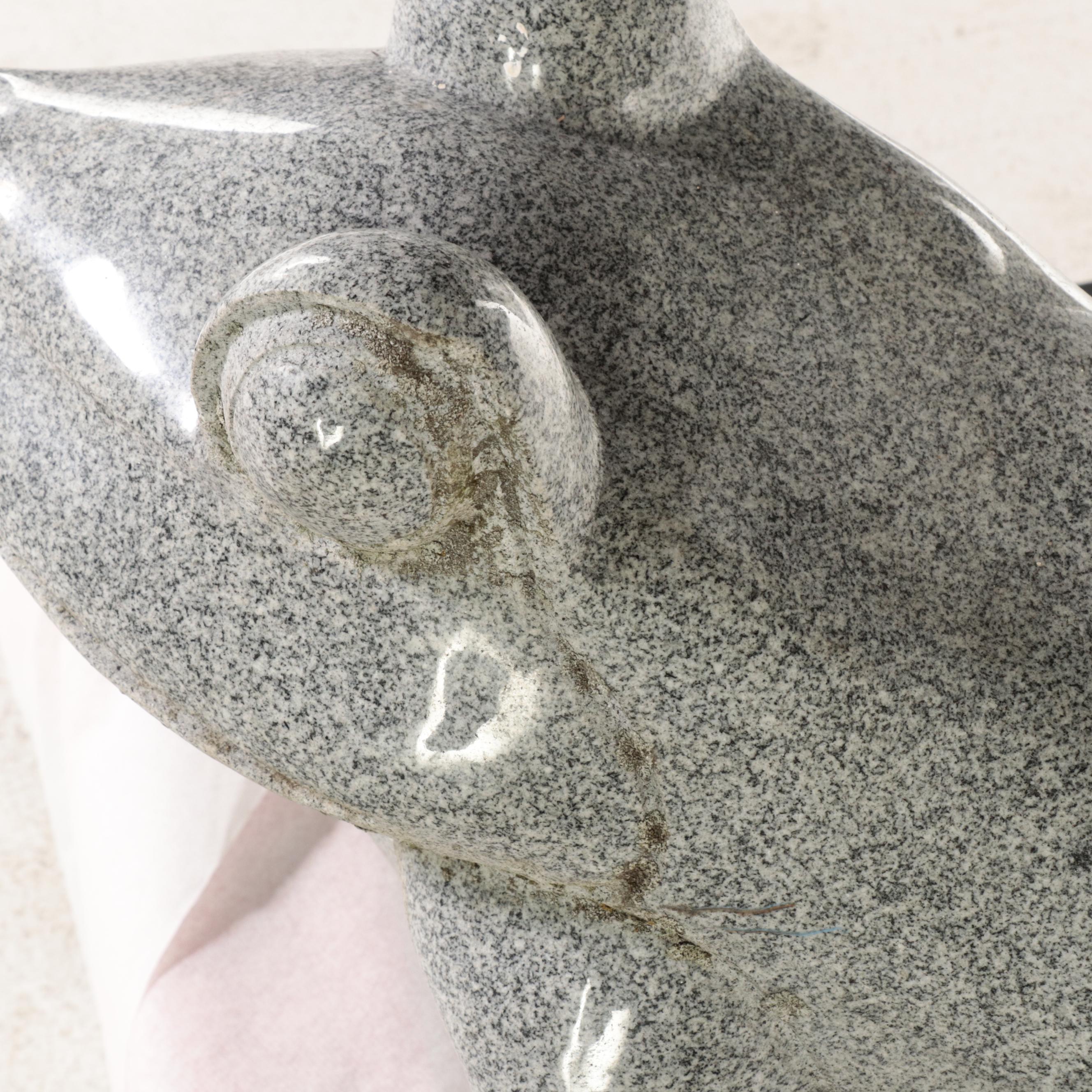 Carved Granite Frog Outdoor Sculpture