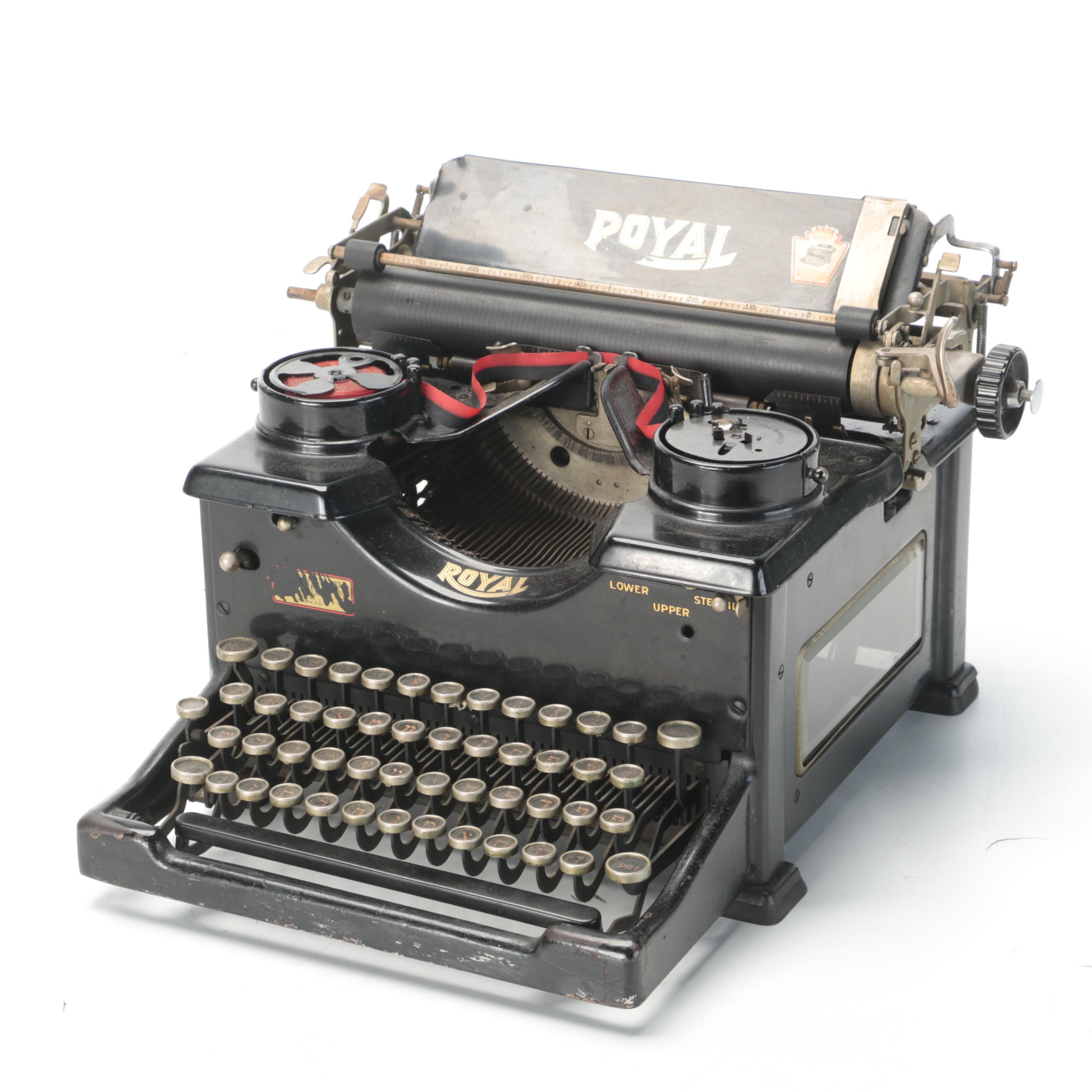Royal Glass Sided Manual Yiddish Typewriter, Early 20th Century EBTH
