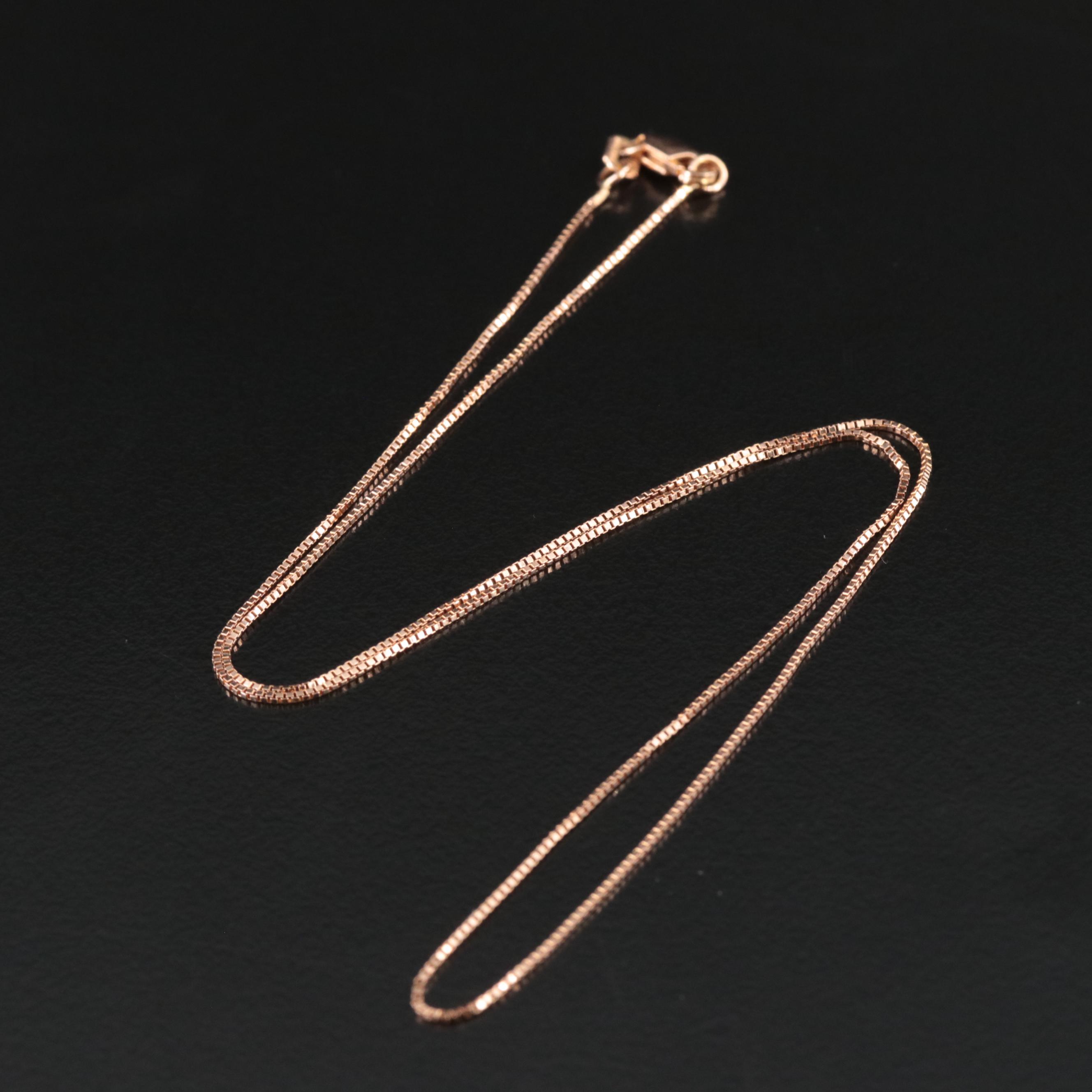 14K Rose Gold Box Chain Necklace EBTH