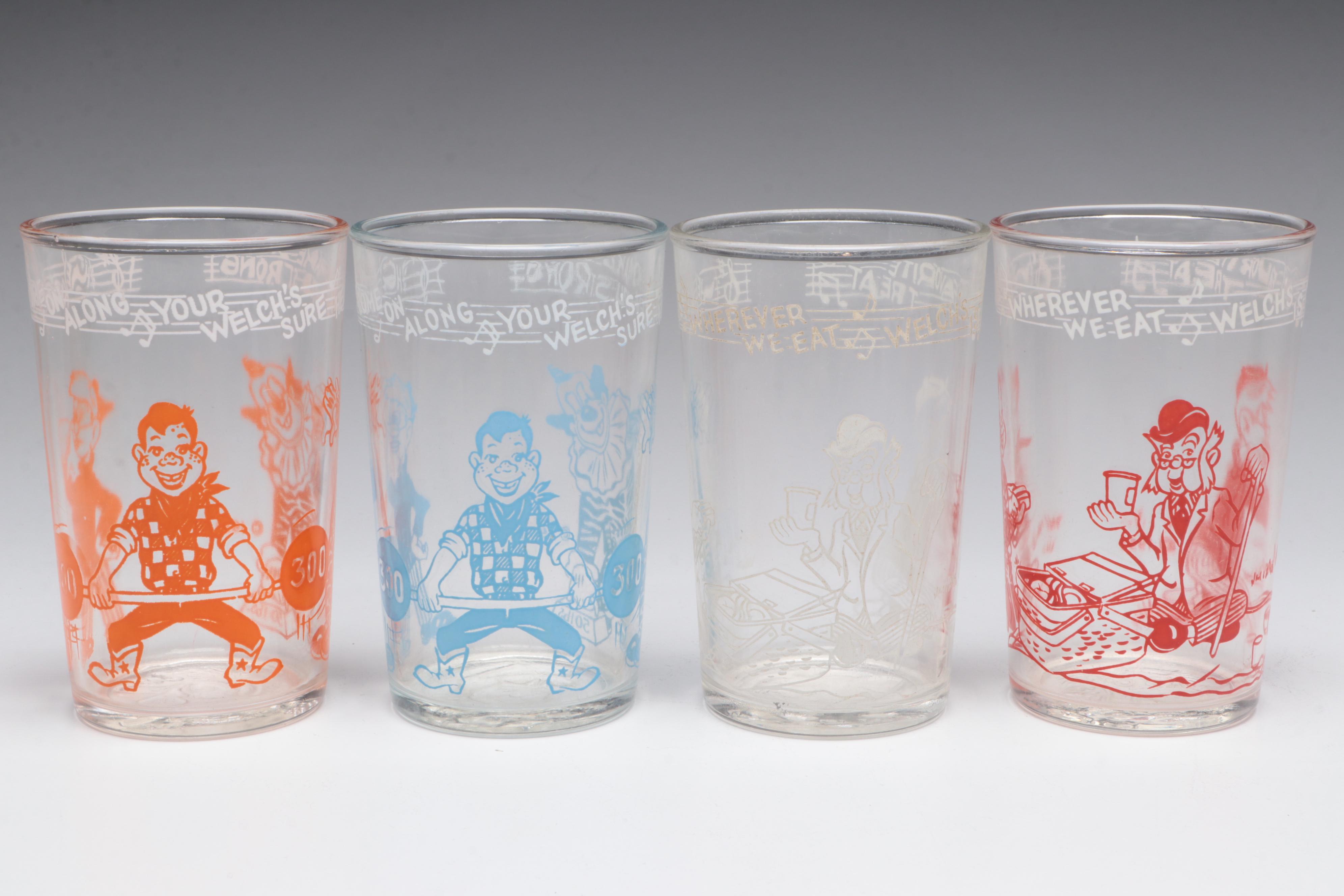 Kagran for Welch's Howdy Doody Promotional Jelly Glasses, Mid-20th Century